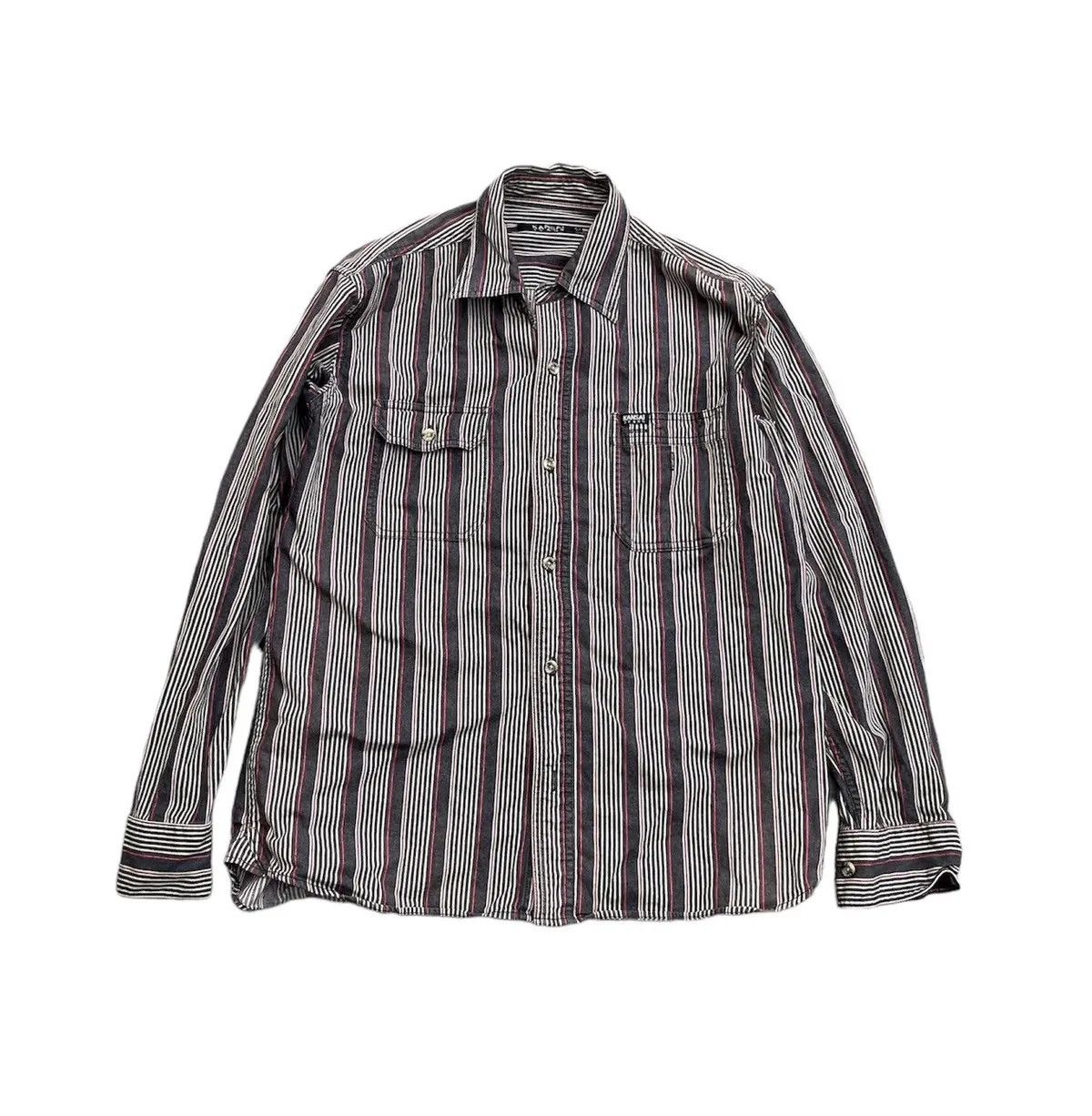 Kansai Yamamoto Vintage Kansai Yamamoto Striped Workshirt Japanese Size US S / EU 44-46 / 1 - 1 Thumbnail