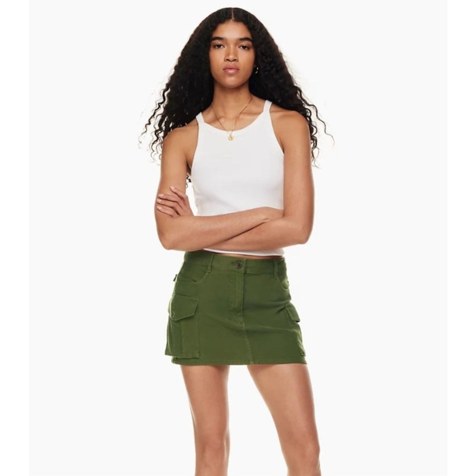 Aritzia Aritzia TNA Supply Cargo Utility Micro Mini Skirt Army Size 28" / US 6 / IT 42 - 1 Thumbnail