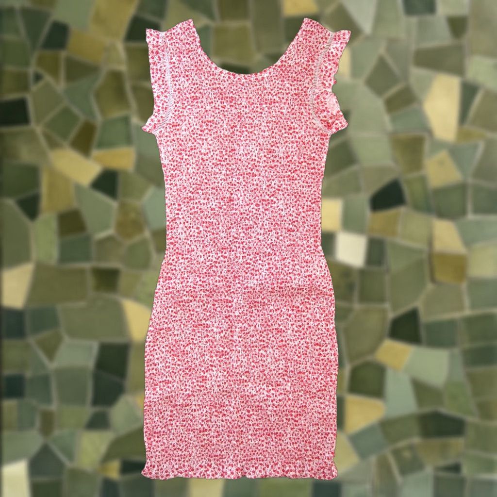 Vintage Japna Dress Japna 100% Rayon Red White Floral Stretch Cap Sleeve Tunic Bodycon Dress Medium Size M / US 6-8 / IT 42-44 - 1 Thumbnail