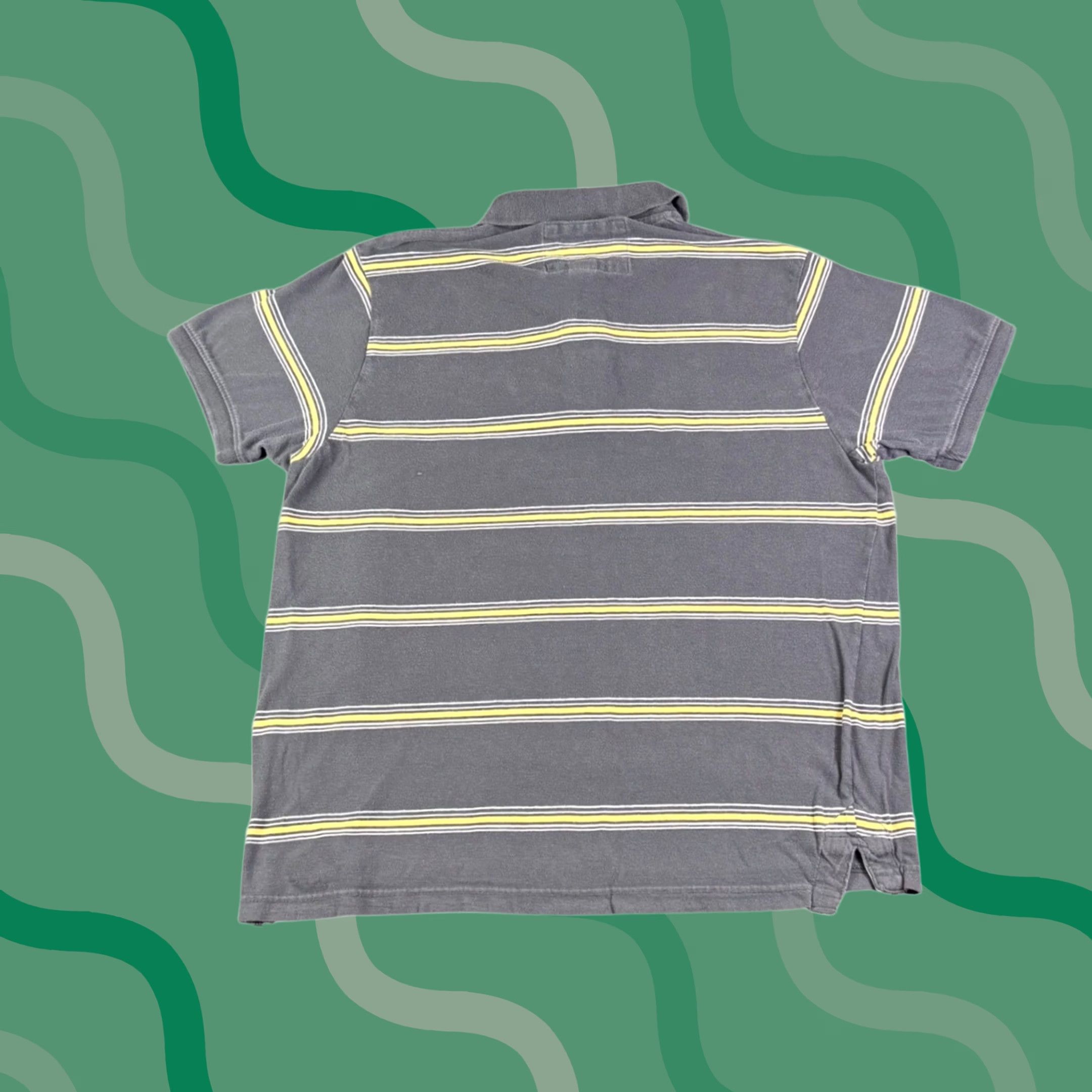American Eagle Outfitters VINTAGE American Eagle Mens Striped Polo Shirt Gray Yellow Cotton Short Sleeve Large Size US L / EU 52-54 / 3 - 1 Thumbnail