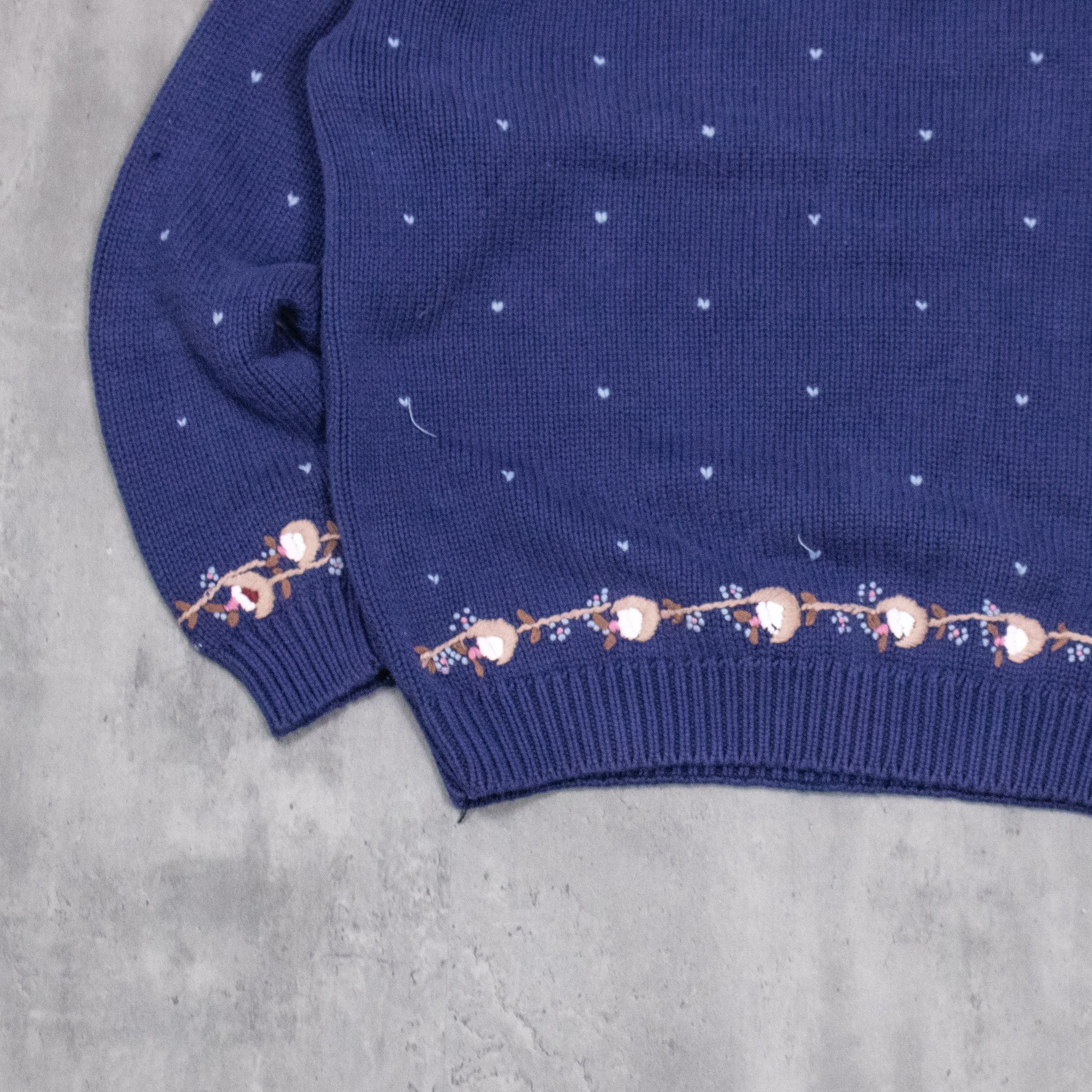 Foot Locker Vintage VTG 90's Cottage Core Embroidered Crewneck Sweater Size US M / EU 48-50 / 2 - 8 Thumbnail