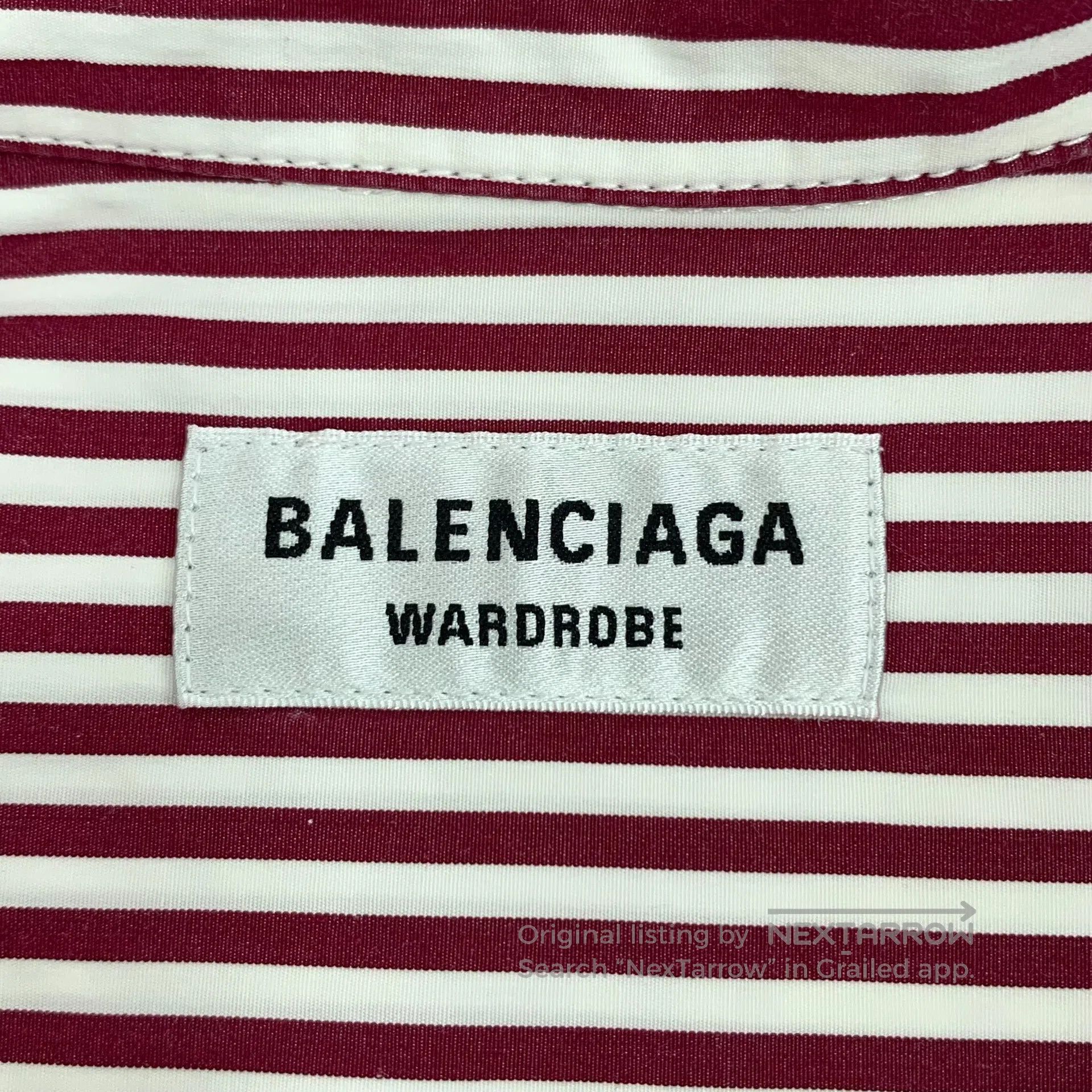 Balenciaga Balenciaga Burgundy Vertical Striped Cotton Collar Single Size XXS / US 00 / IT 34 - 5 Thumbnail