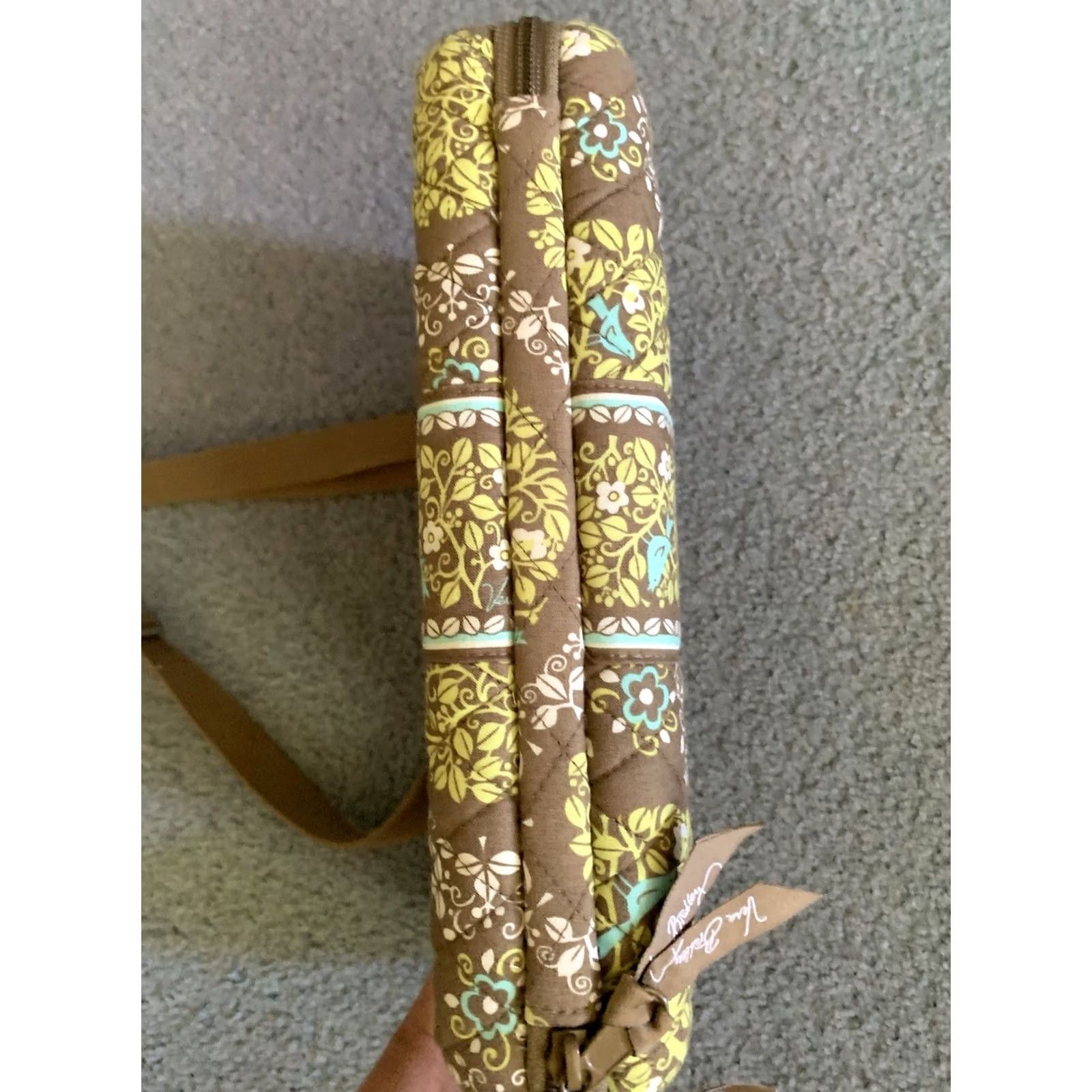 Vera Bradley Vera Bradley Sittin' In A Tree Laptop Bag Crossbody Hard Shell Carry On Case, Quilted, Adjustable Strap, Women, Lime Green/Brown, See Picture, Used Size ONE SIZE - 3 Thumbnail