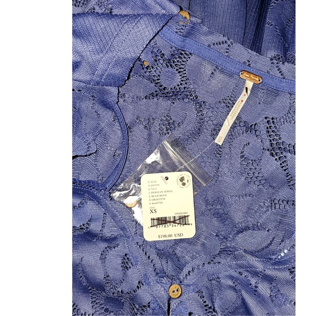 Free People New FREE PEOPLE Shadow Dance Midi Dress $198 X-SMALL Blue Size XS / US 0-2 / IT 36-38 - 6 Thumbnail