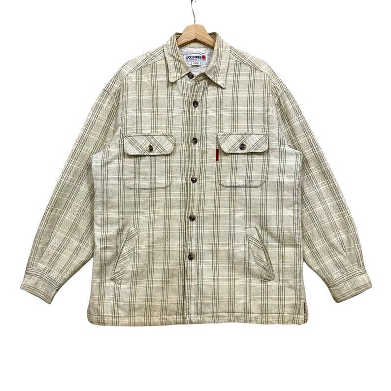 Lucky Brand × Vintage Vintage 90s Lucky Strike Sherpa Button Up Jacket Shirt Size US L / EU 52-54 / 3 - 1 Thumbnail
