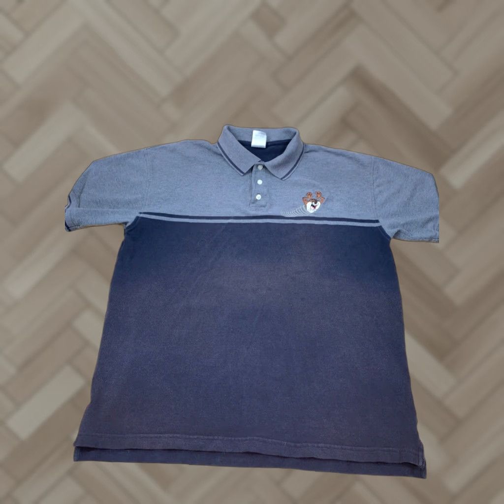 Vintage VTG Warner Bros Polo Taz Tasmanian Devil Blue Gray Embroidered Distress L 4568 Size US L / EU 52-54 / 3 - 1 Thumbnail