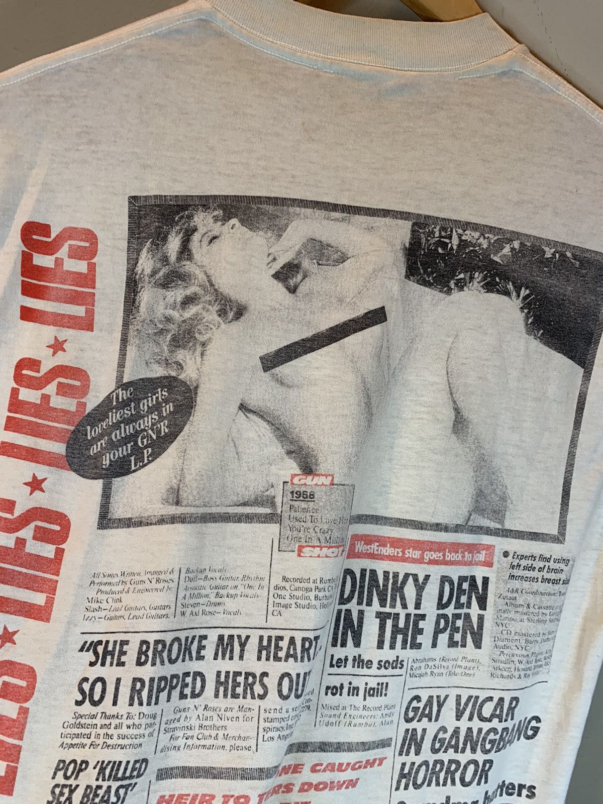 Band Tees × Guns N' Roses × Vintage RARE* Vintage 80’s Guns ‘N Roses Lies Tour Banned Band Shirt Size US L / EU 52-54 / 3 - 6 Thumbnail