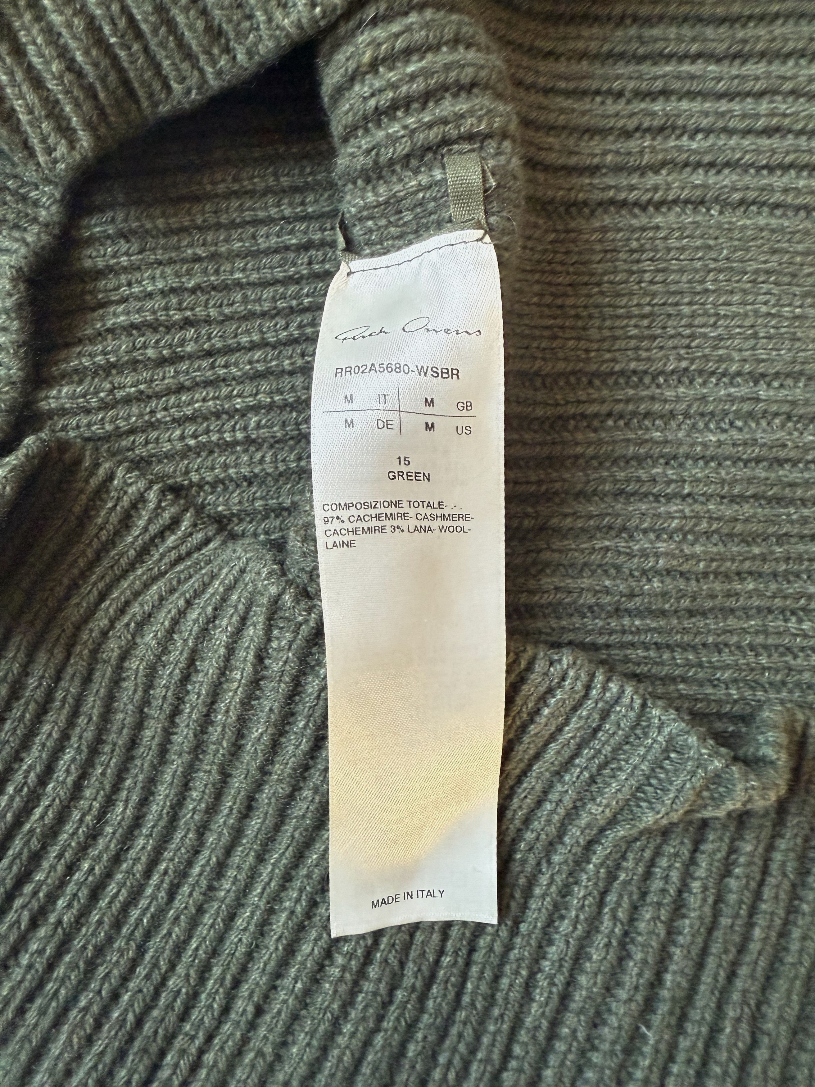 Rick Owens GREEN CASHMERE CREWNECK SWEATER Size US M / EU 48-50 / 2 - 6 Thumbnail