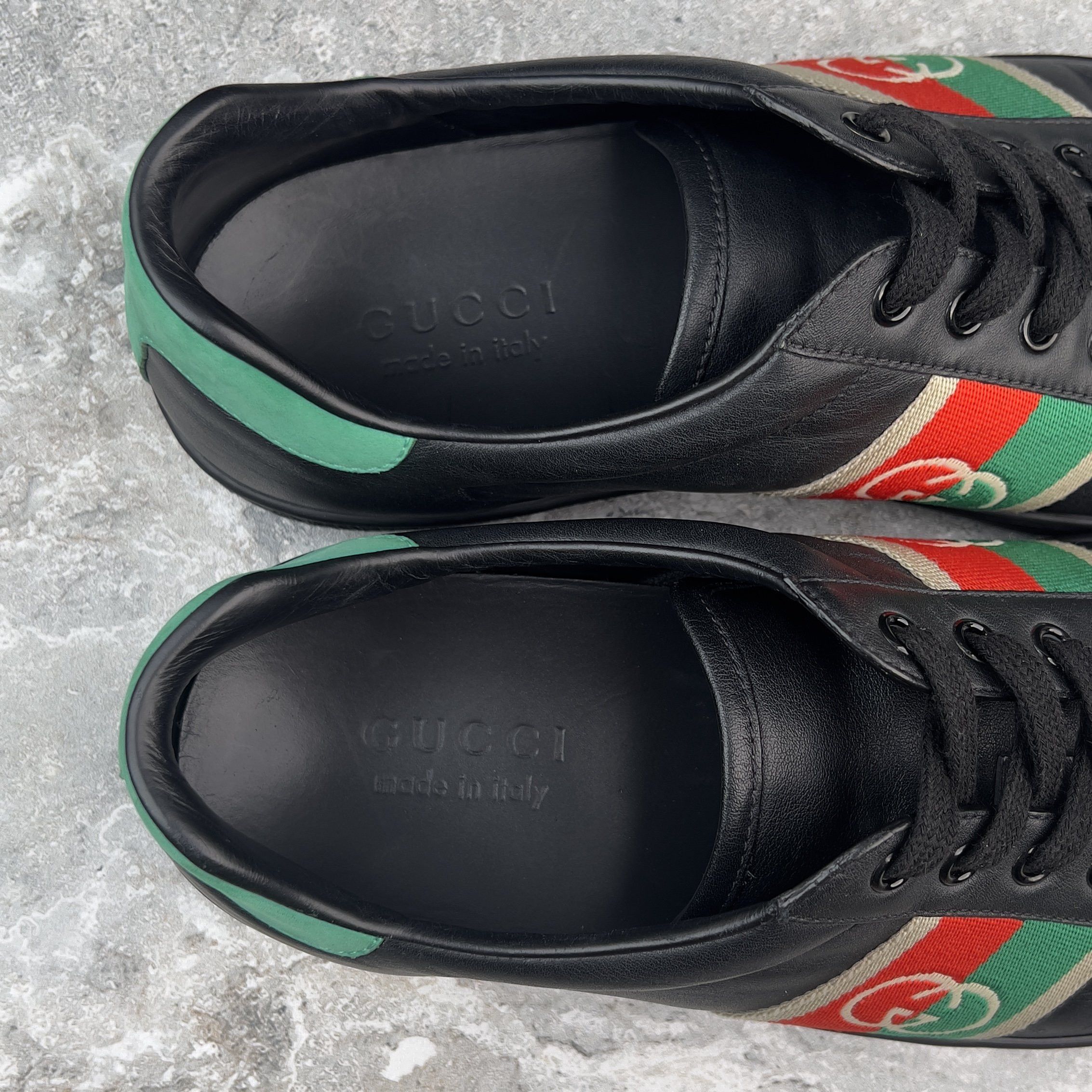 Gucci Ace Web Interlocking GG Logo Sneakers Black Leather Size US 8.5 / EU 41-42 - 9 Thumbnail