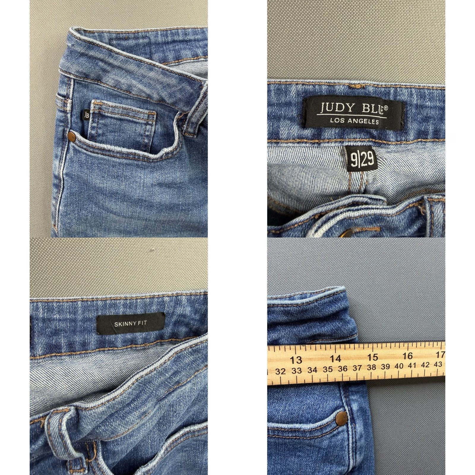 Vintage Judy Blue Skinny Jeans Women Blue High Rise Stretch Denim 29x27 Size 29" - 8 Thumbnail