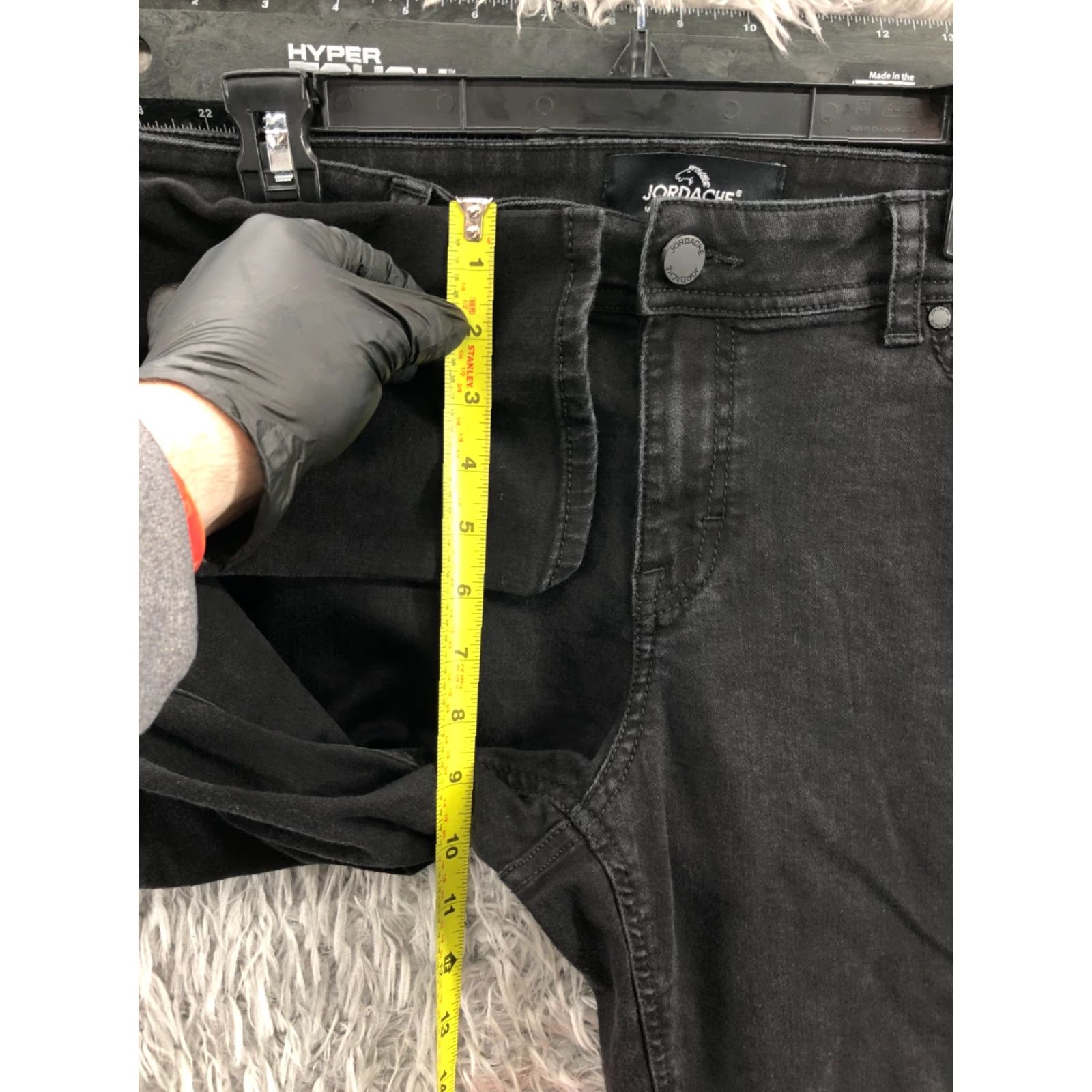 Jordache Jordache Jeans Skinny Size 14 Womens Dark Wash Black Leather Buttons Zipper Logo 5-Pocket Regular Inseam 29 Size 36" / US 14 / IT 50 - 4 Thumbnail
