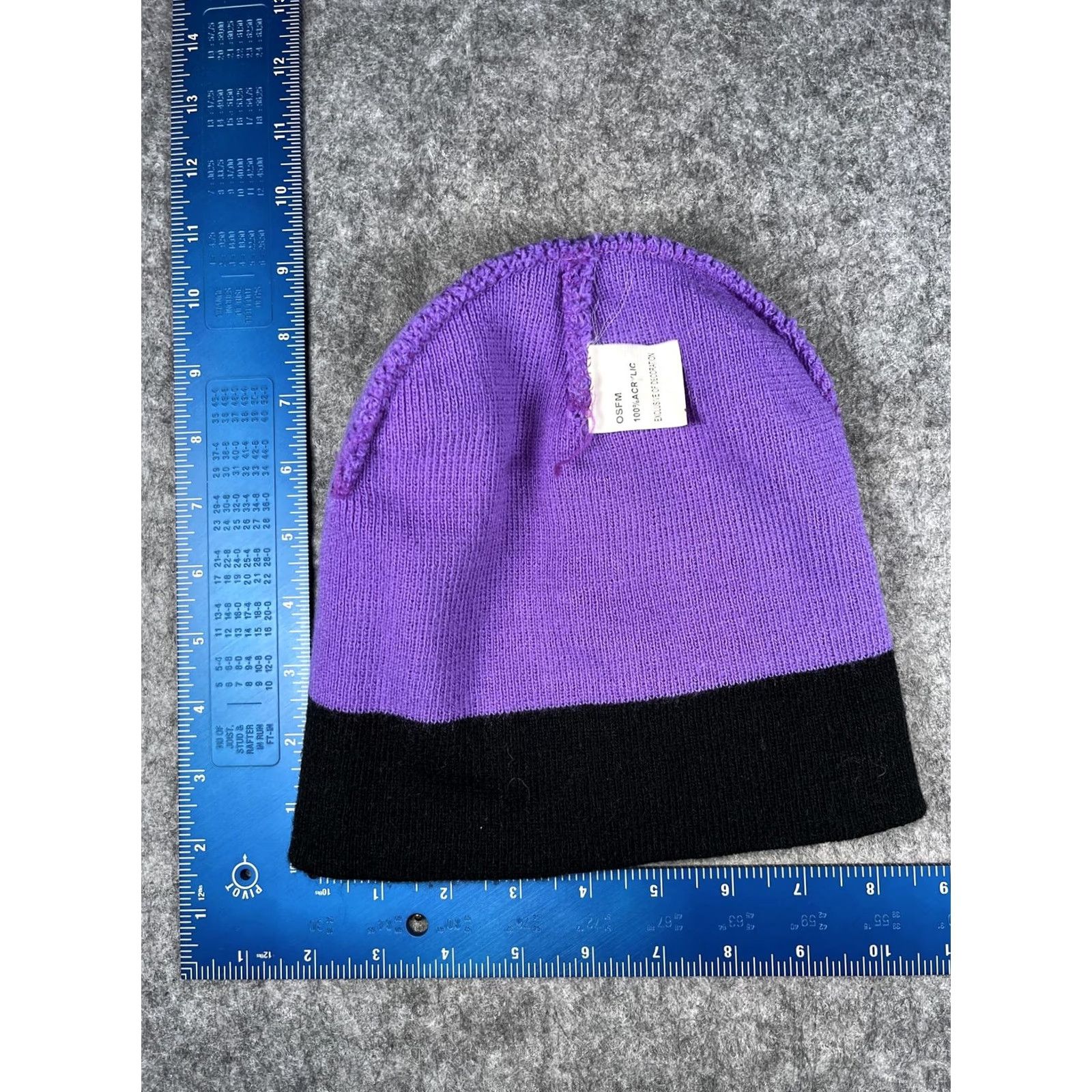 Vintage Knit Hat Beanie Unisex One Size Purple Striped Stretch Winter Warm Casual Size ONE SIZE - 4 Thumbnail