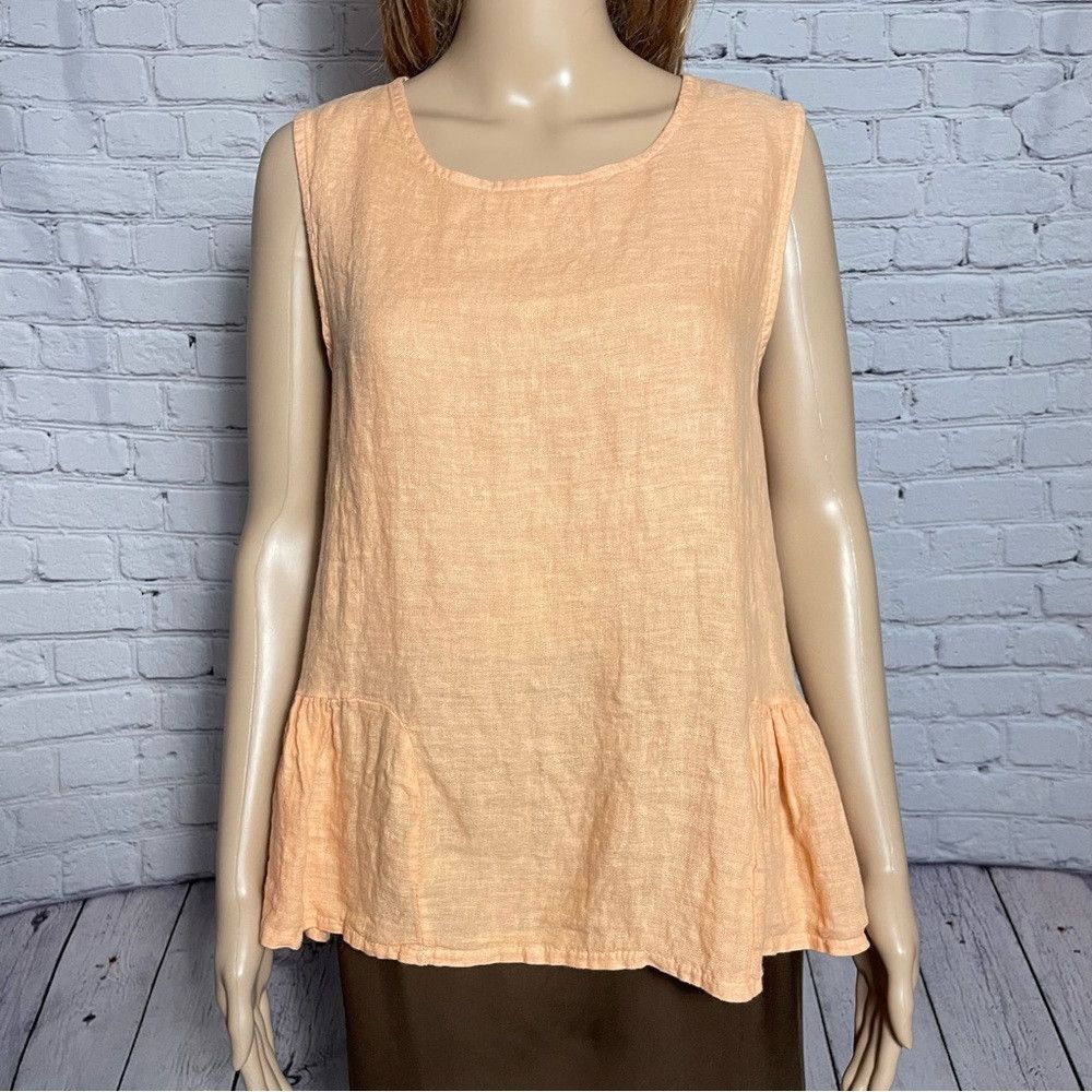 Other NWT New Francesca Bettini Orange Linen Top With Peplum Made Size M / US 6-8 / IT 42-44 - 9 Thumbnail