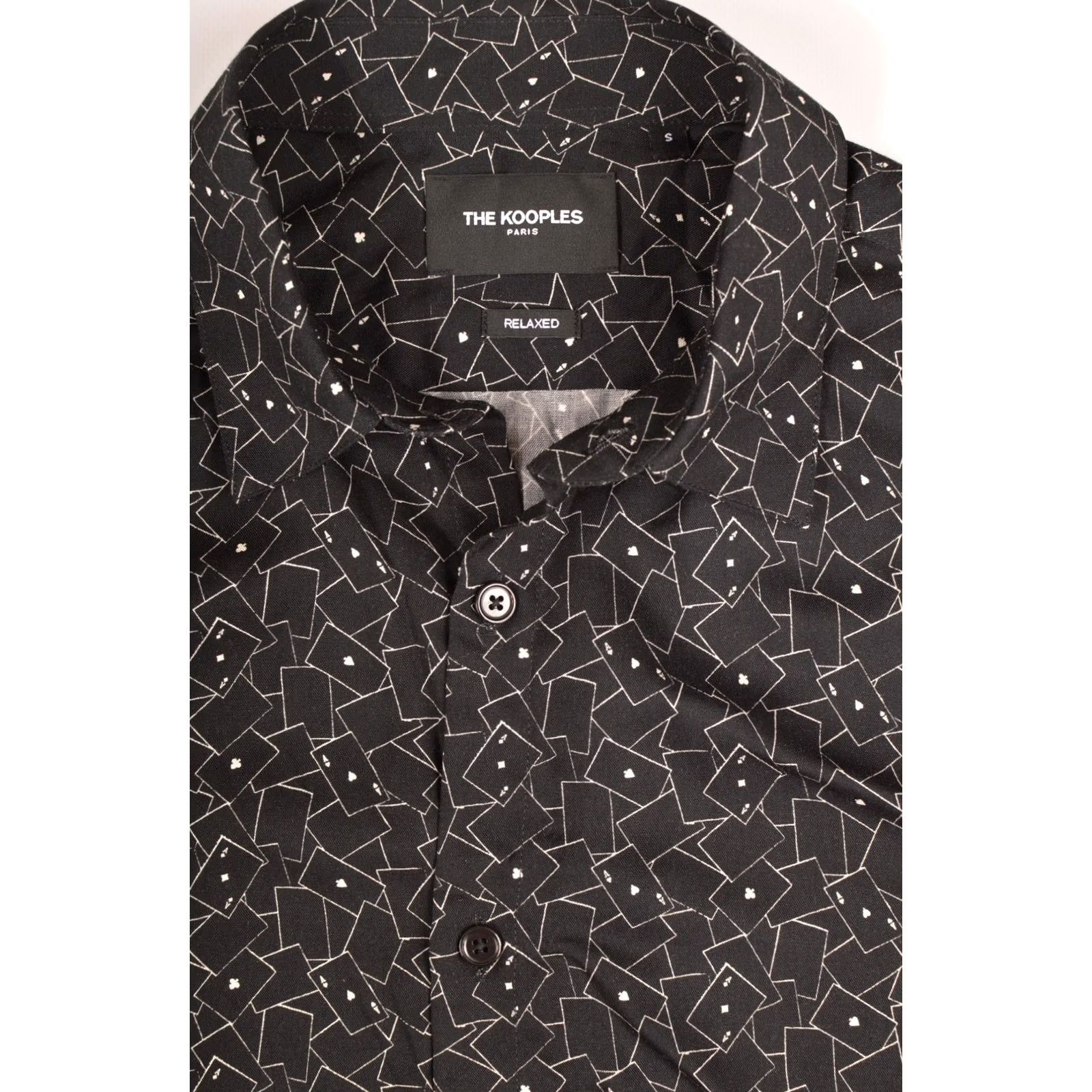 The Kooples The Kooples Long Black Printed Shirt HCCL21006K Aces Print Button Shirt Size S Mens Clothing Black Printed Shirt Size US S / EU 44-46 / 1 - 3 Thumbnail