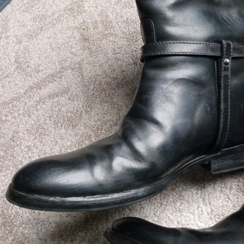 Gucci Black Leather Riding Boots with G Strap Size US 7 / IT 37 - 9 Thumbnail