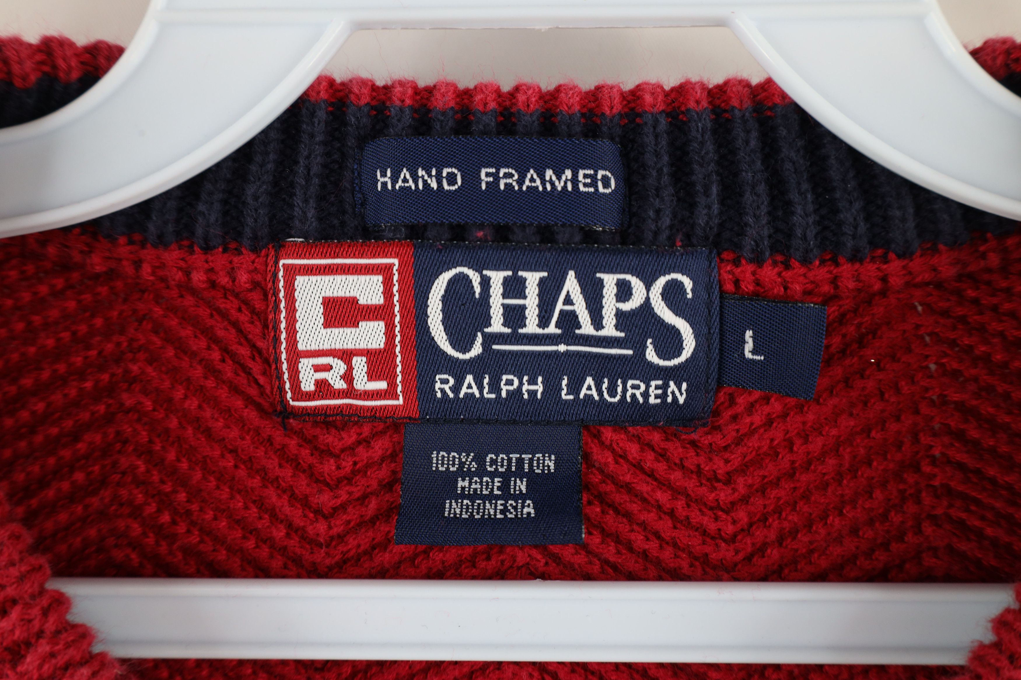Ralph Lauren × Vintage Vintage 90s Chaps Ralph Lauren Herringbone Knit Sweater Size US L / EU 52-54 / 3 - 5 Thumbnail