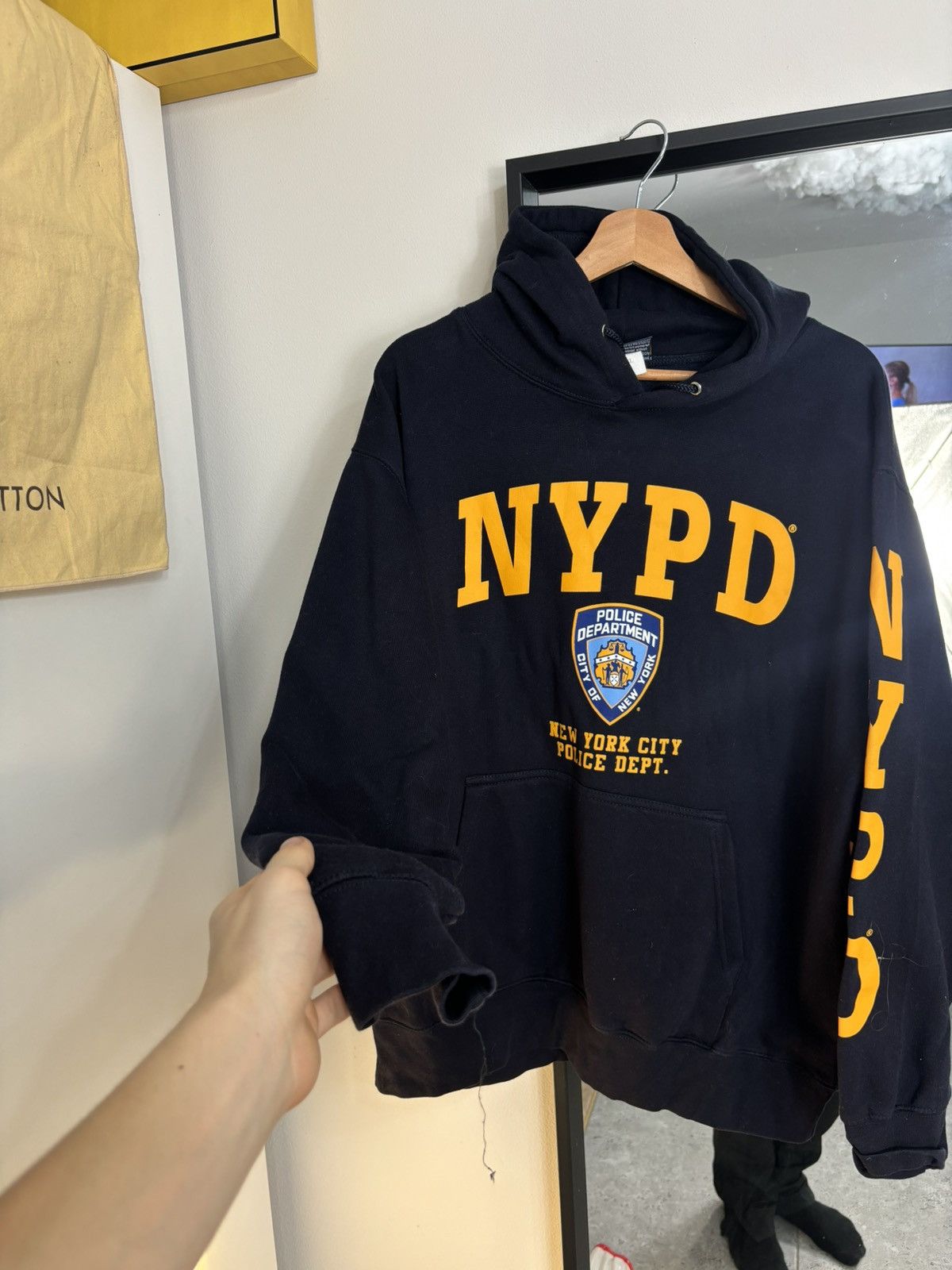 Band Tees × Vintage 90s Vintage NYPD Police Department Boxy Heavy Hoodie USA Size US XL / EU 56 / 4 - 1 Thumbnail