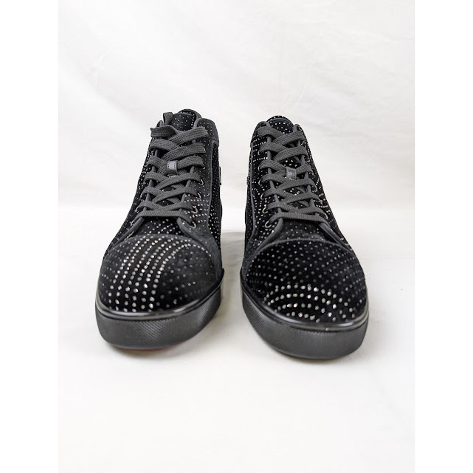 Christian Louboutin o1rshd1 Louis Orlato Flat Hi-Top Sneakers in Black/Silver Size US 13 / EU 46 - 7 Thumbnail