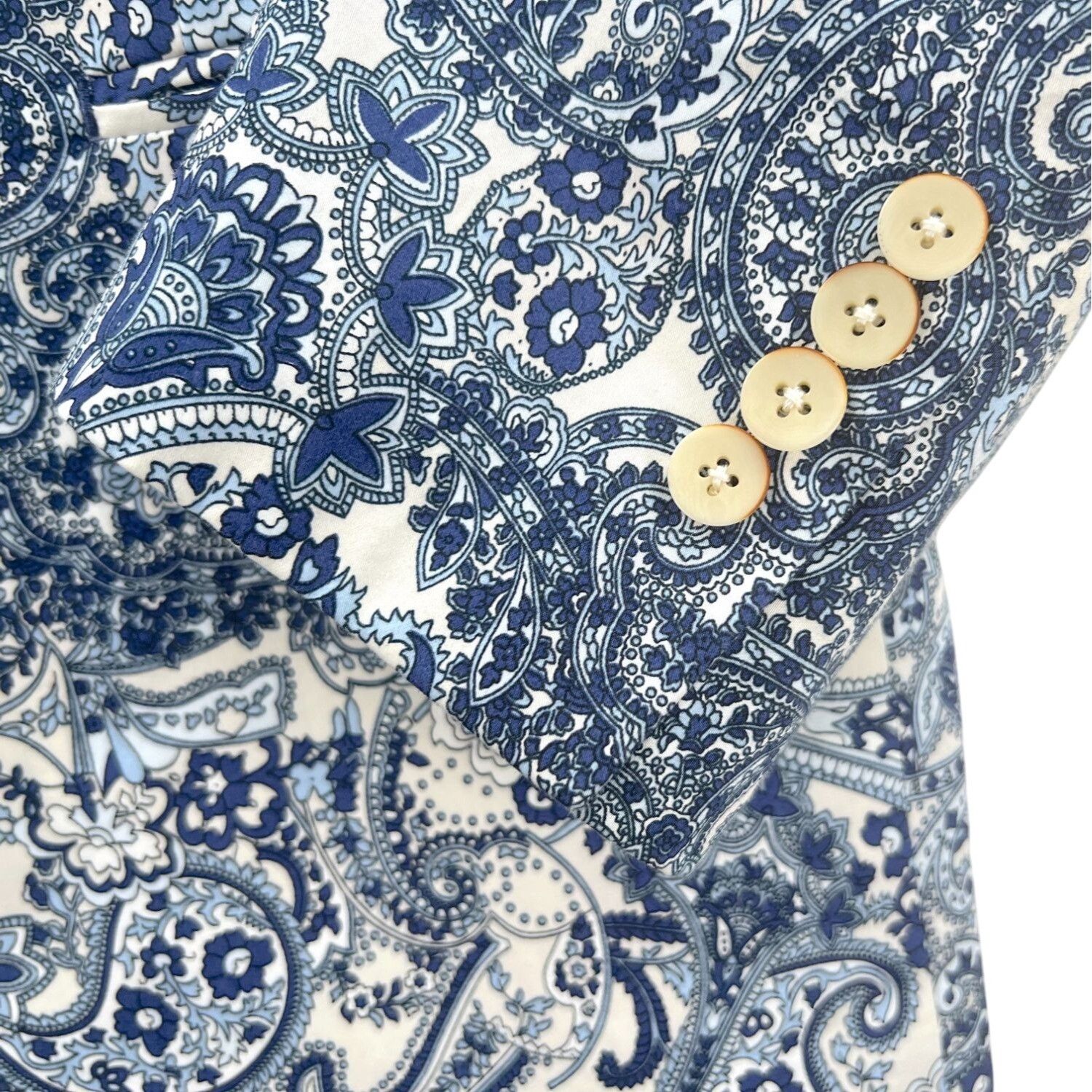Tallia Tallia Blue/White Paisley Dual-Vented Sportcoat Size 40R - 4 Thumbnail