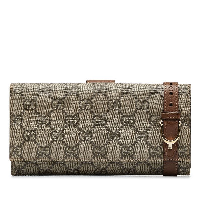 Gucci Gucci Gucci GG Supreme Bifold Wallet Beige Brown PVC Leather Canvas Short Wallet 309754 in Very Good Condition Size ONE SIZE - 1 Thumbnail
