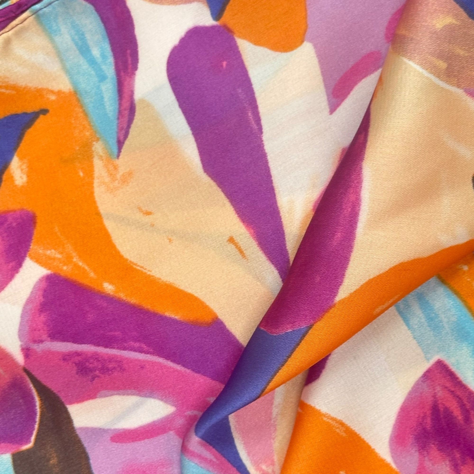 Other ✨Luxury Chic Silky Square Scarf Purple White Iris Flower Pri Size ONE SIZE - 5 Thumbnail