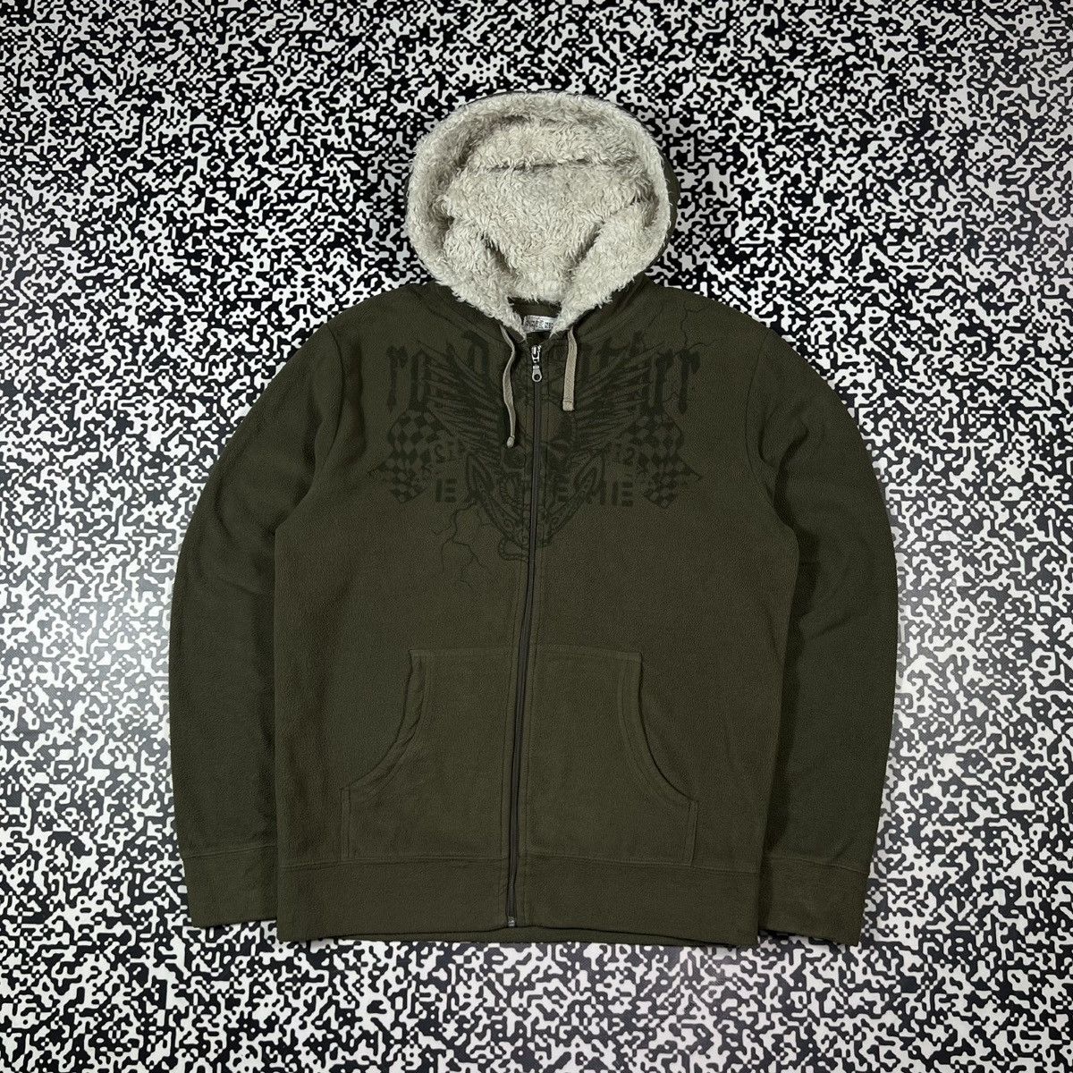 Japanese Brand Vintage Y2K Japanese Affliction Skull Tribal Fur Faux Hoodie Size US L / EU 52-54 / 3 - 1 Thumbnail