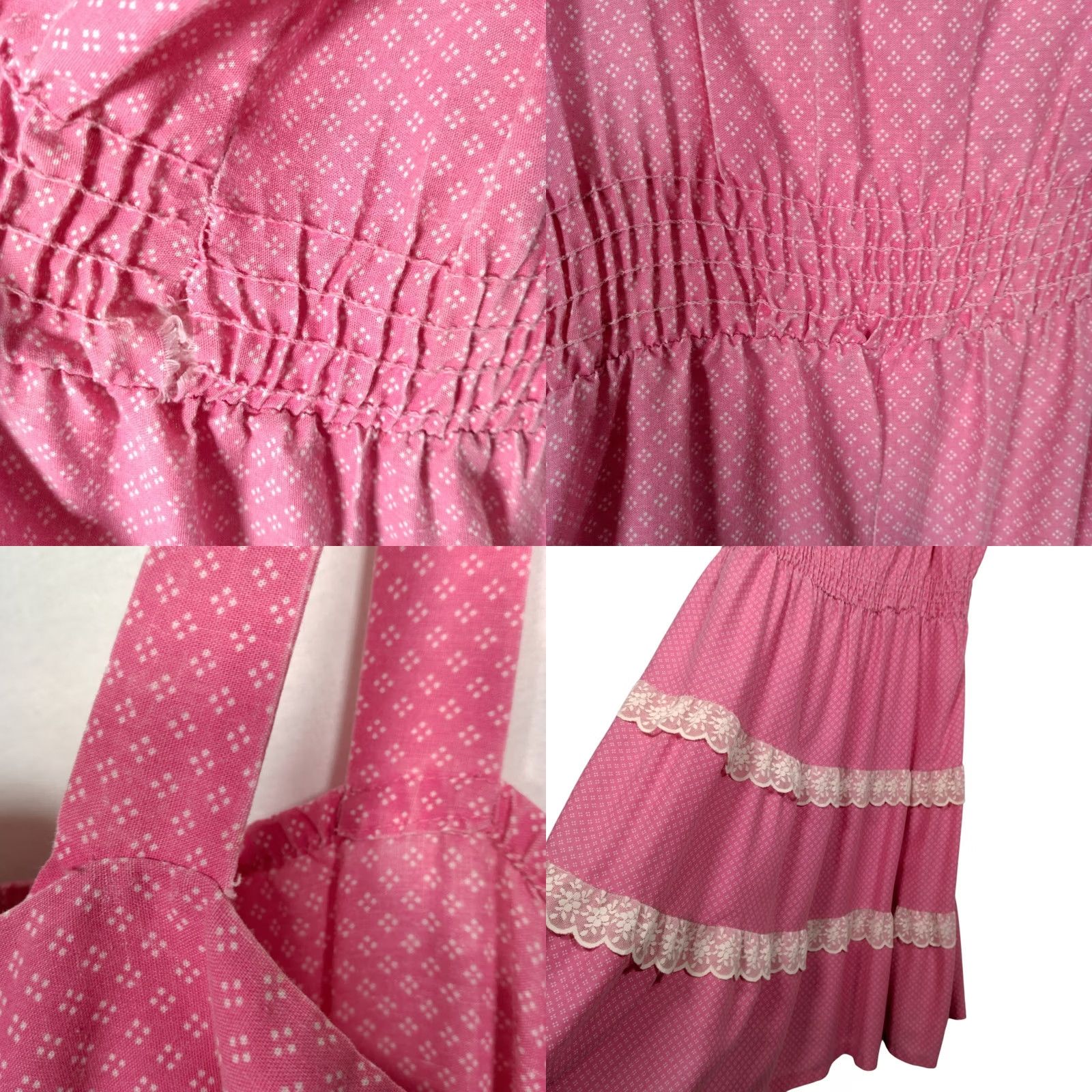 Vintage VINTAGE Peasant Sundress Pair 18 1/2 Sleeveless Blue Pink Lace Hippie Boho Maxi Midi Casual Women Plus Size Dresses Size XXL / US 16-18 / IT 52-54 - 8 Thumbnail