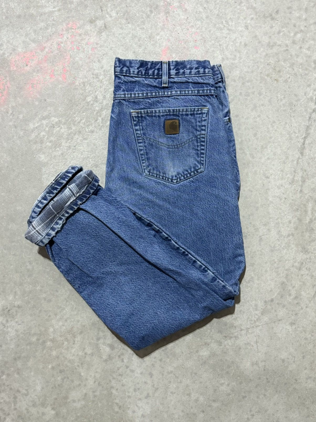 Carhartt × Vintage Carhartt Flannel Denim Jeans 38x32 Size US 38 / EU 54 - 1 Thumbnail