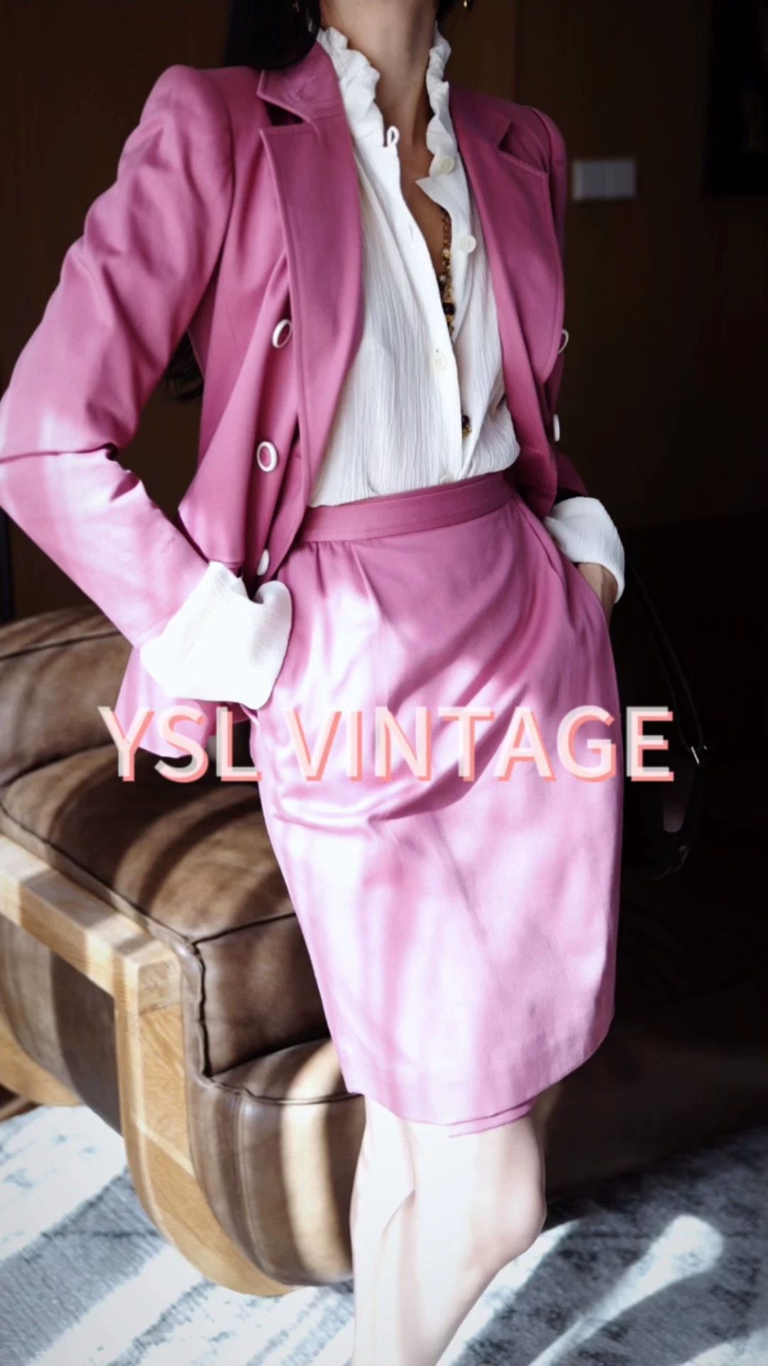 Yves Saint Laurent YSL Vintage Pink Cotton Suit Blazer & Skirt 34 XS/S Size XXS / US 00 / IT 34 - 1 Thumbnail