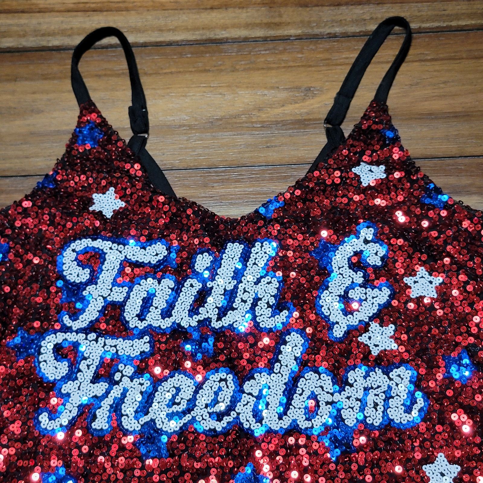 Other Chance Or Fate Sequin Tank Top "Faith & Freedom" - Junior XL Size XL / US 12-14 / IT 48-50 - 2 Thumbnail