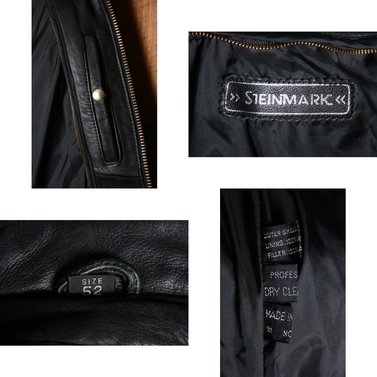 Vintage VINTAGE Steinmark Black Leather Motorcycle Jacket Mens Sz. 52 Regular Size 52 - Missing Liner - Mens Leather Motorcycle Jacket Black Bau Size US L / EU 52-54 / 3 - 9 Thumbnail