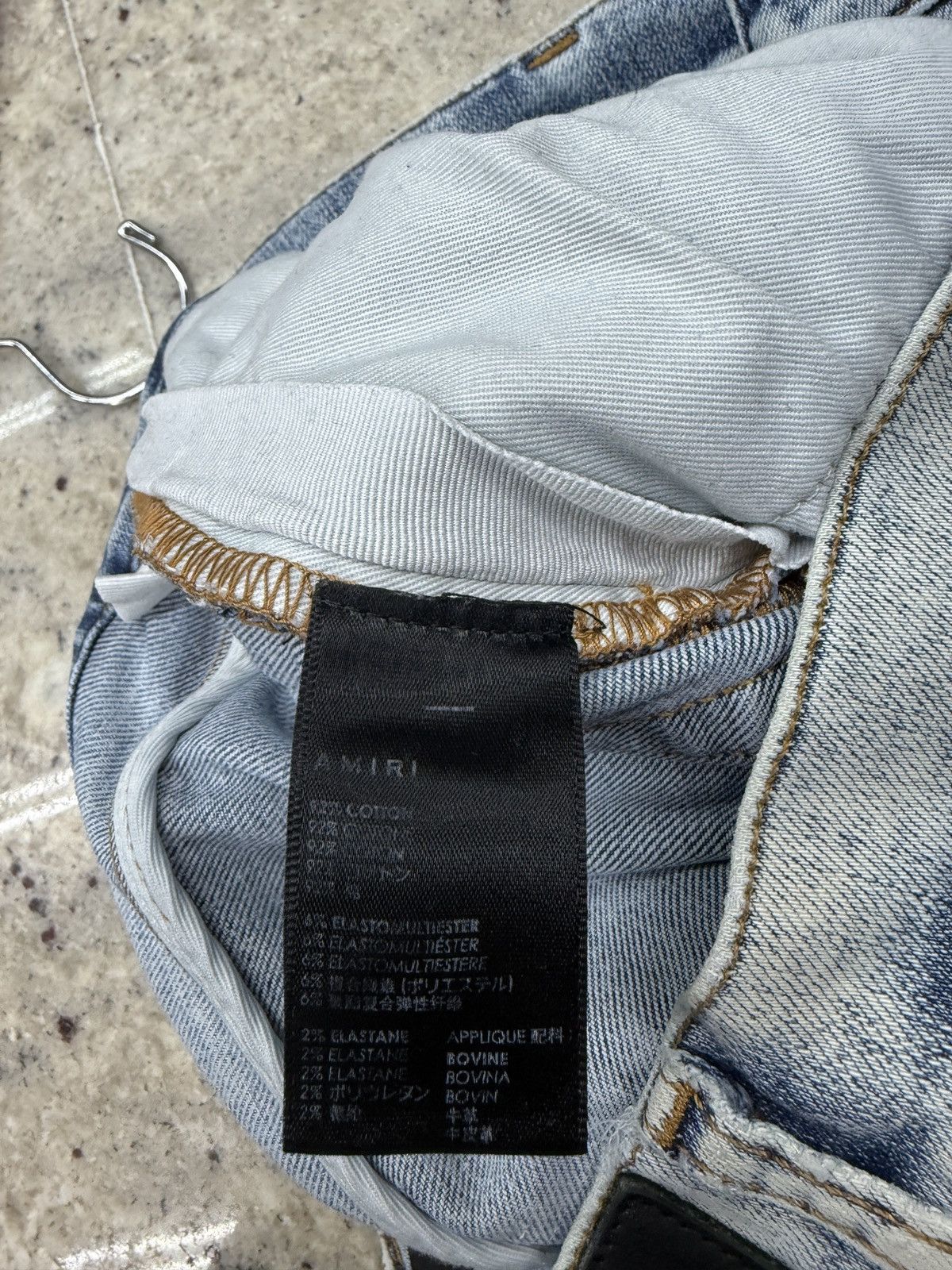 Amiri Amiri Blue Denim Black Patch Jeans Size US 33 - 11 Thumbnail