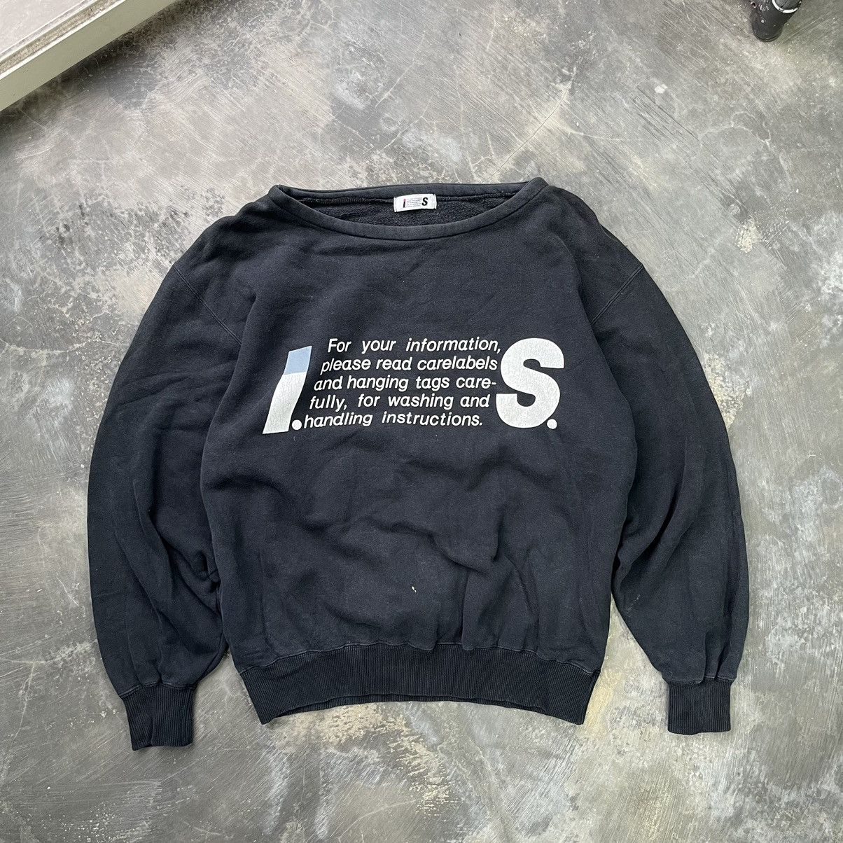 image of Issey Miyake Vintage Care Tag Sweatshirt in Black, Men's (Size Medium)