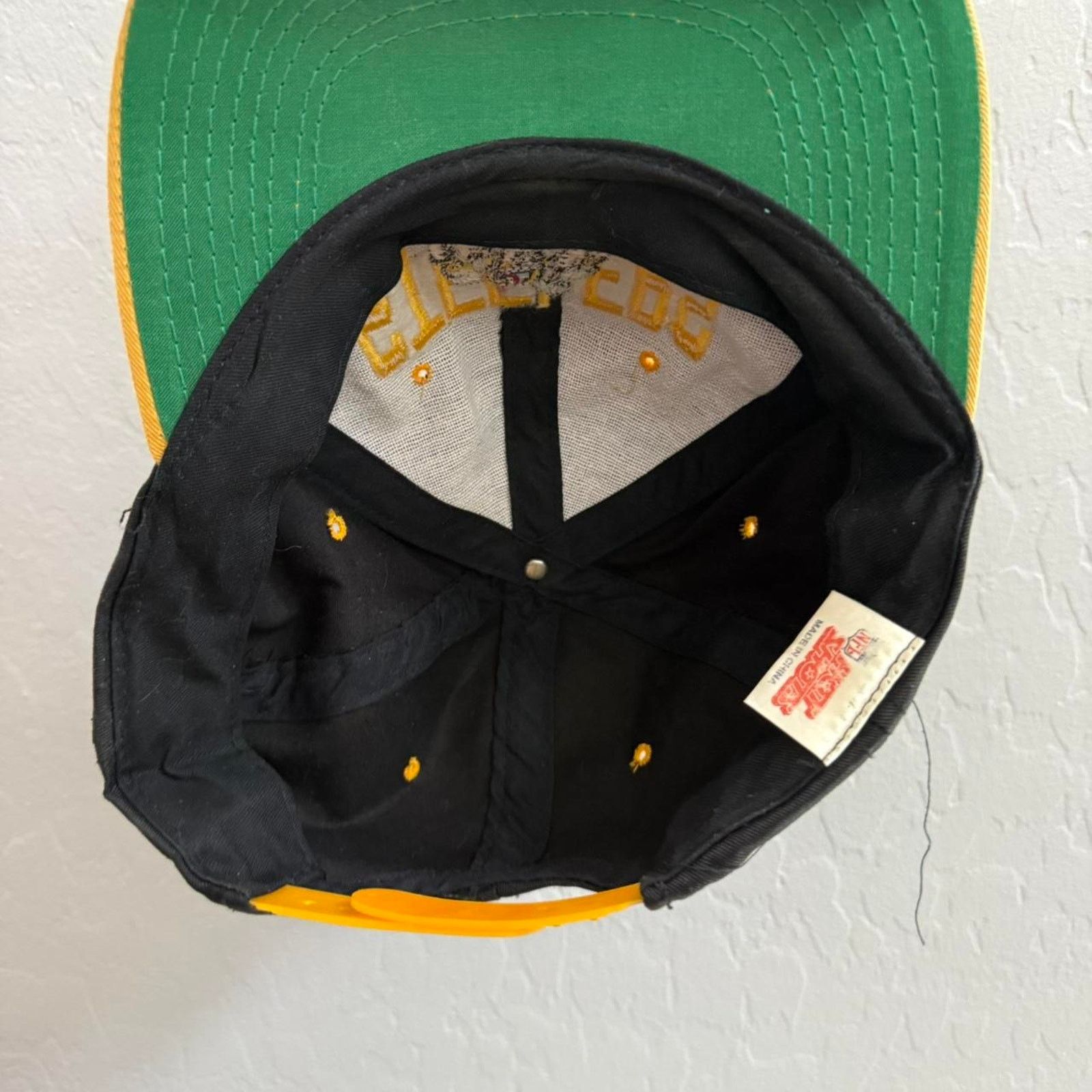 Logo 7 Vintage 90s Steelers Miner Logo Snapback Black Yellow Size ONE SIZE - 5 Thumbnail
