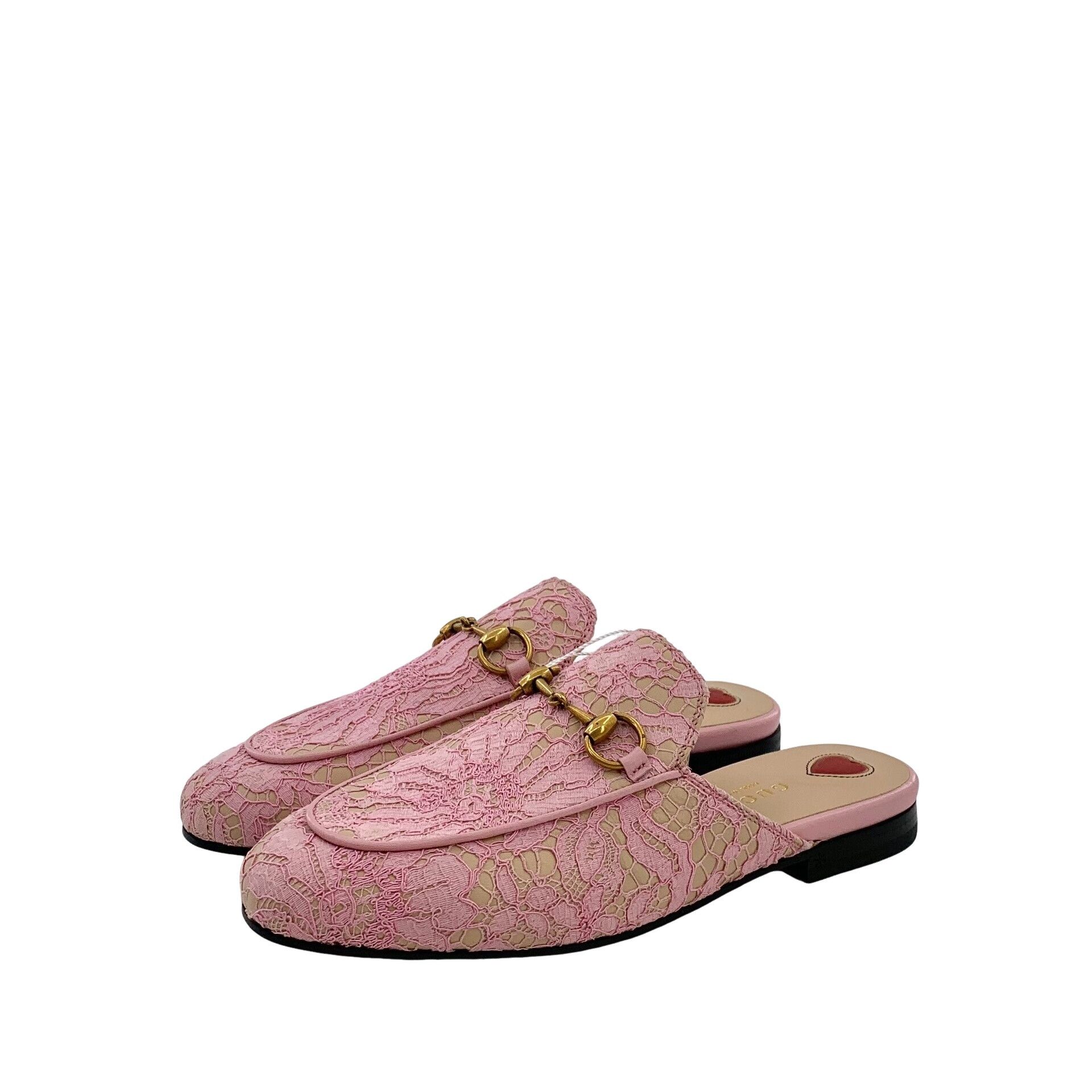 Gucci Gucci Pink Floral Lace Horsebit Mules 35 Size US 5 / IT 35 - 1 Thumbnail