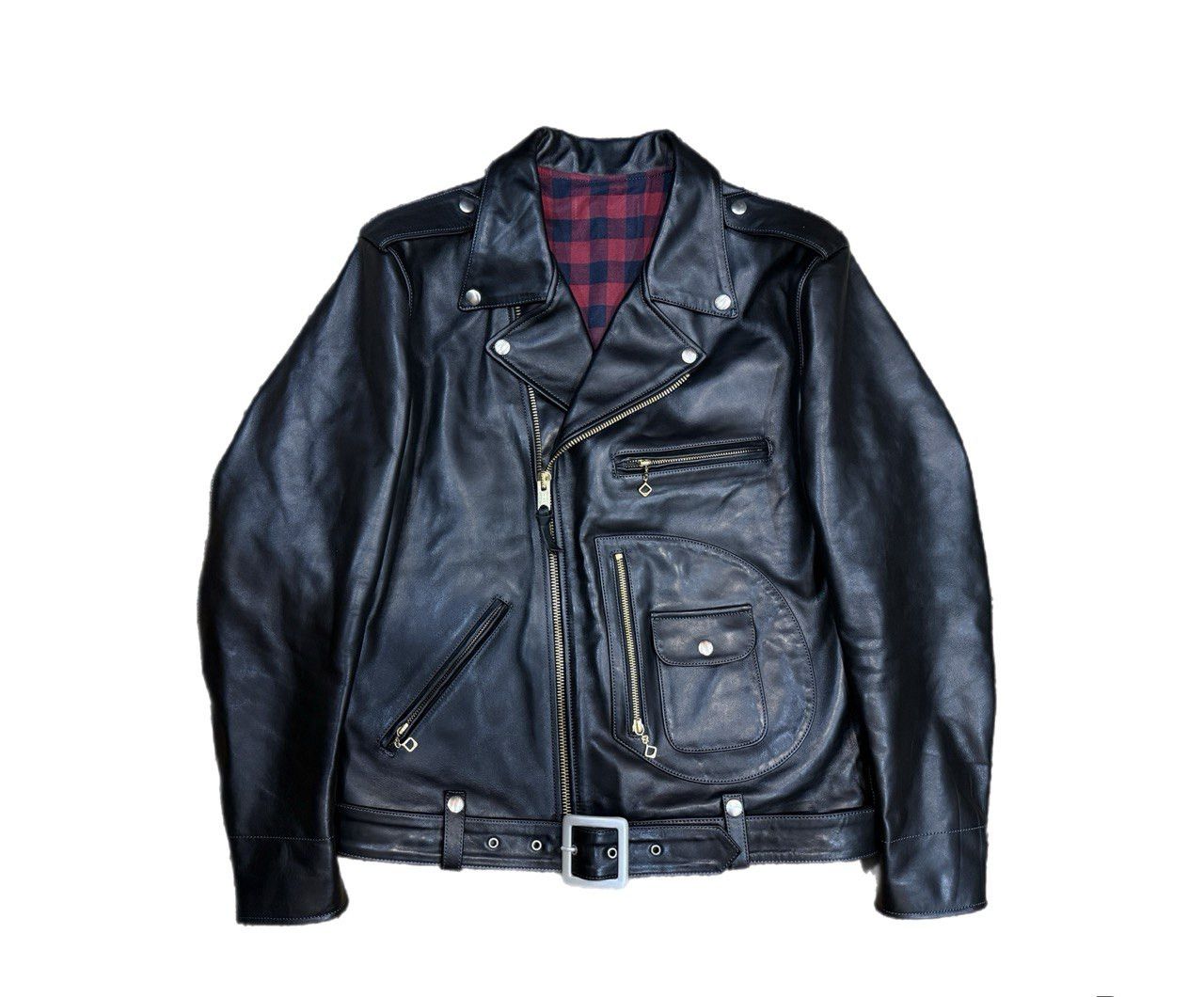 Vintage D Pocket Horsehide Motorcycle Leather Biker Jacket Size US M / EU 48-50 / 2 - 3 Thumbnail