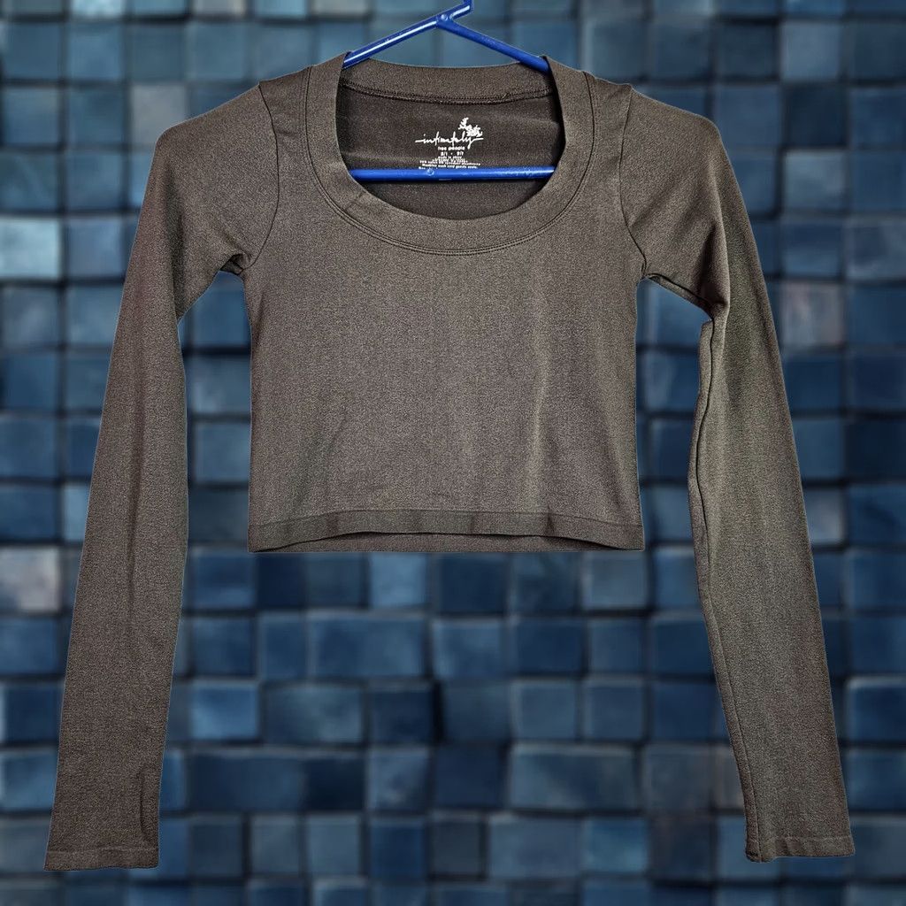 Free People Free People Intimately Cropped Long Sleeve Top XS Brown Stretch Shirt Womens XS Brown Solid Pattern 90s Concert Size XS / US 0-2 / IT 36-38 - 1 Thumbnail