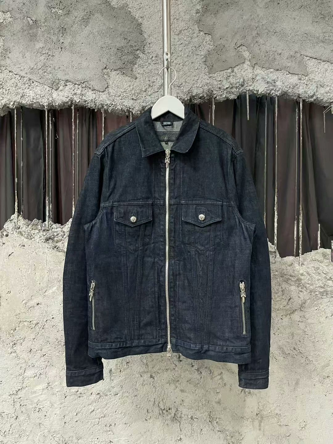 chrome hearts flame detail denim jacket