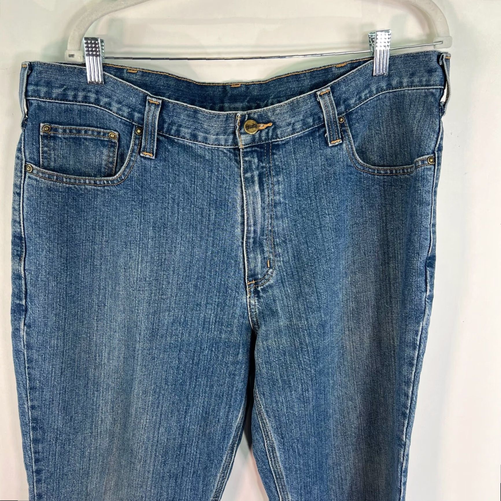 Carhartt Carhartt Mens Relaxed Fit Jeans Pants Size38 Blue Med Wash 38X30 5-Pocket Design Denim Straight USA 90s Mens Jeans Size US 38 / EU 54 - 2 Thumbnail