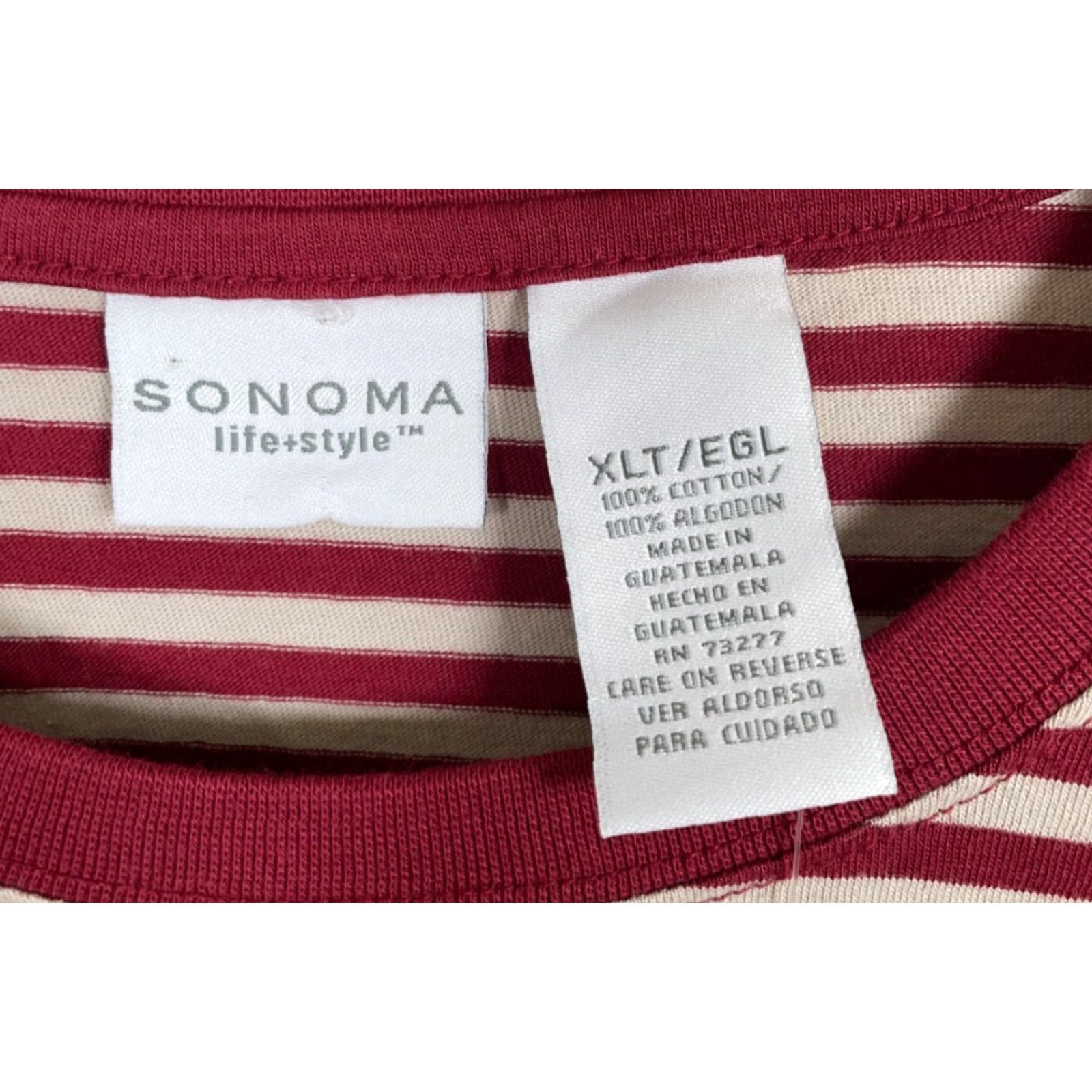 Vintage VINTAGE Sonoma Striped T-Shirt Adult XLT Red Beige 90s Punk Mens Size US XL / EU 56 / 4 - 3 Thumbnail