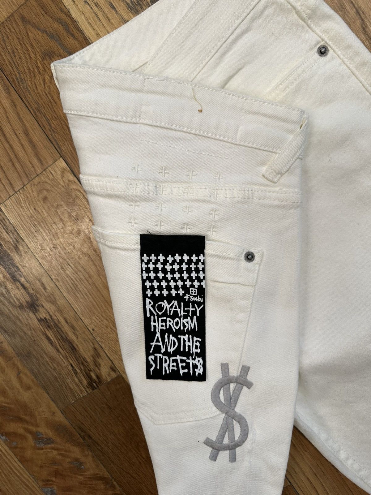 Ksubi Ksubi Knee Rip Plain White Denim Jeans Size 33 Size US 33 - 4 Thumbnail