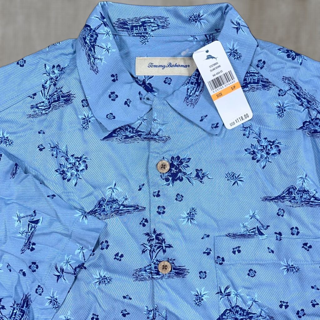 Tommy Bahama Tommy Bahama Shirt Men Small Blue Floral Island Bound Hawaiian Button Up Viscose Size US S / EU 44-46 / 1 - 1 Thumbnail