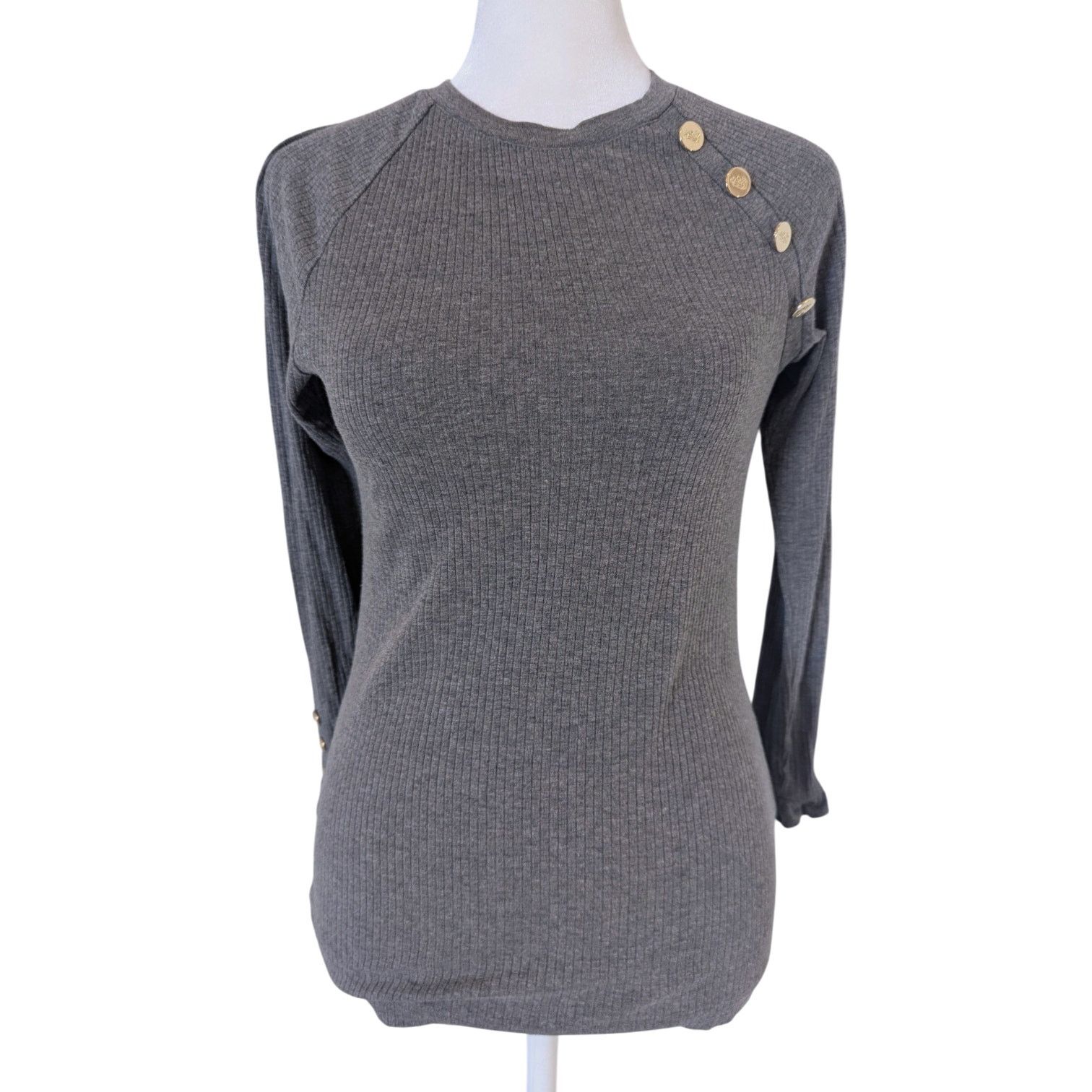 Ralph Lauren Ralph Lauren Button Trim Cotton-Blend Rib Knit Top Small Size S / US 4 / IT 40 - 5 Thumbnail