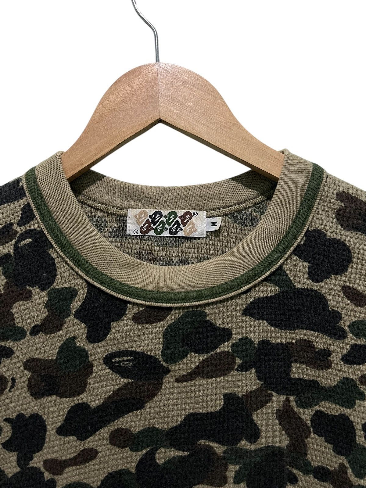 Bape BAPE Full Camo Green Thermal Ringer Tshirt Size US M / EU 48-50 / 2 - 2 Thumbnail