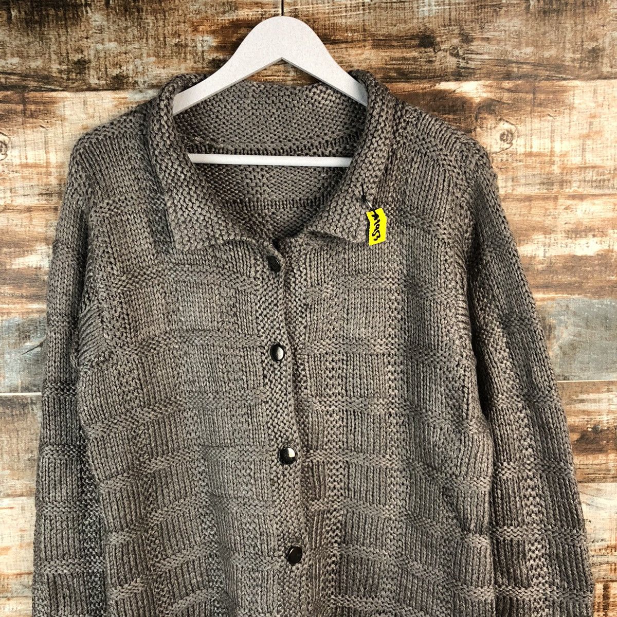 Vintage Japan vintage checkered Grey Cardigan Knitwear #A1953 Size US M / EU 48-50 / 2 - 5 Thumbnail