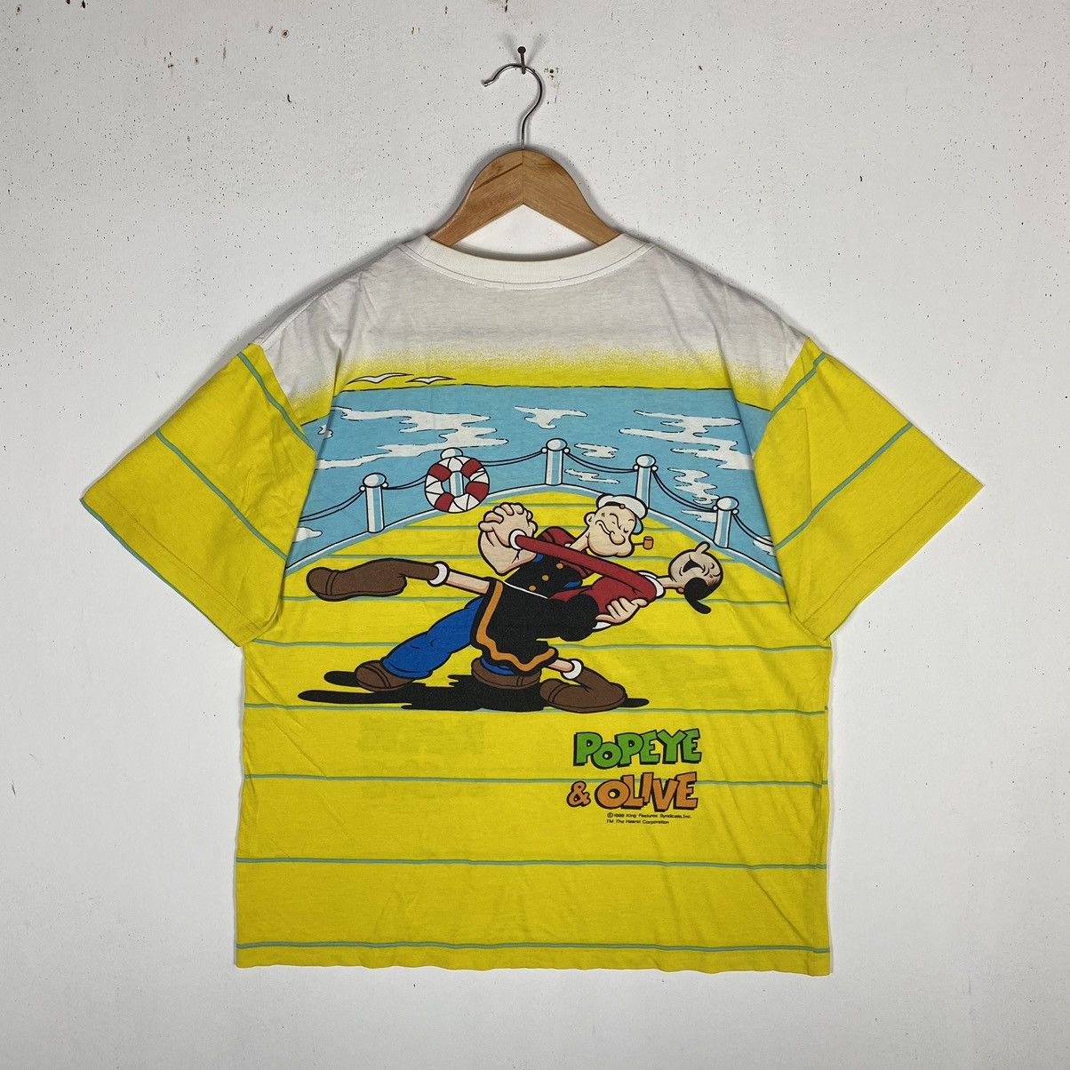 Vintage VINTAGE 1999 POPEYE & OLIVE CARTOON FULL PRINT TEE Size US L / EU 52-54 / 3 - 8 Thumbnail