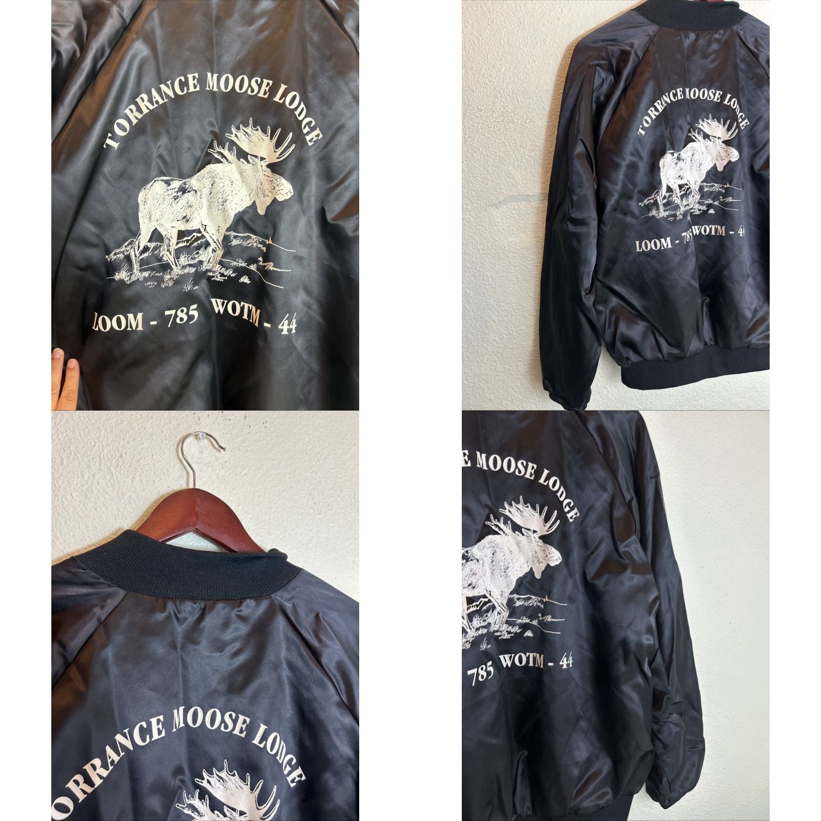 Vintage VINTAGE Auburn Satin Bomber Jacket White Black Full Snap Men L Jacket Size US L / EU 52-54 / 3 - 9 Thumbnail