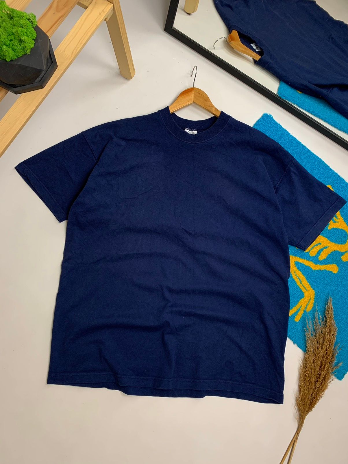 Pre-owned Fruit Of The Loom X Vintage Fruit The Loom Screen Stars Basic Oversize T-shirt In Navy