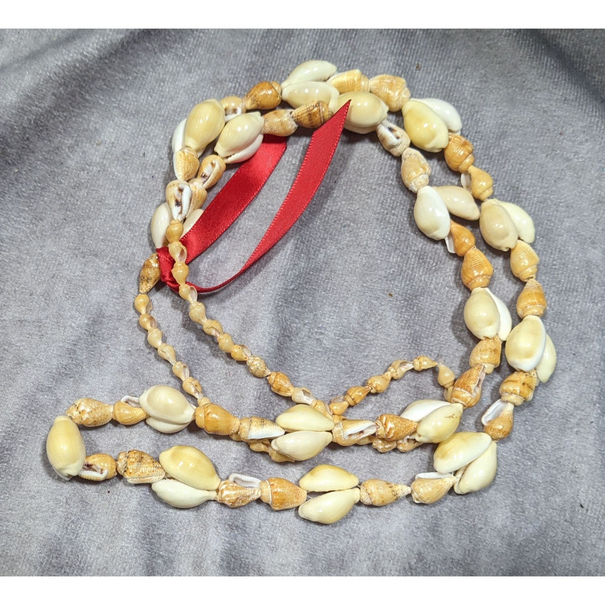 Other Summery Genuine Seashell Beaded Necklace With Red Ribbon Acc Size ONE SIZE - 3 Thumbnail
