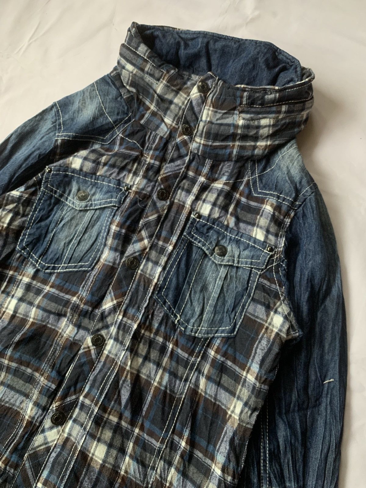 Japanese Brand IN THE ATTIC Double Layered Flannel Denim With Hoodie Shirt Size US S / EU 44-46 / 1 - 5 Thumbnail